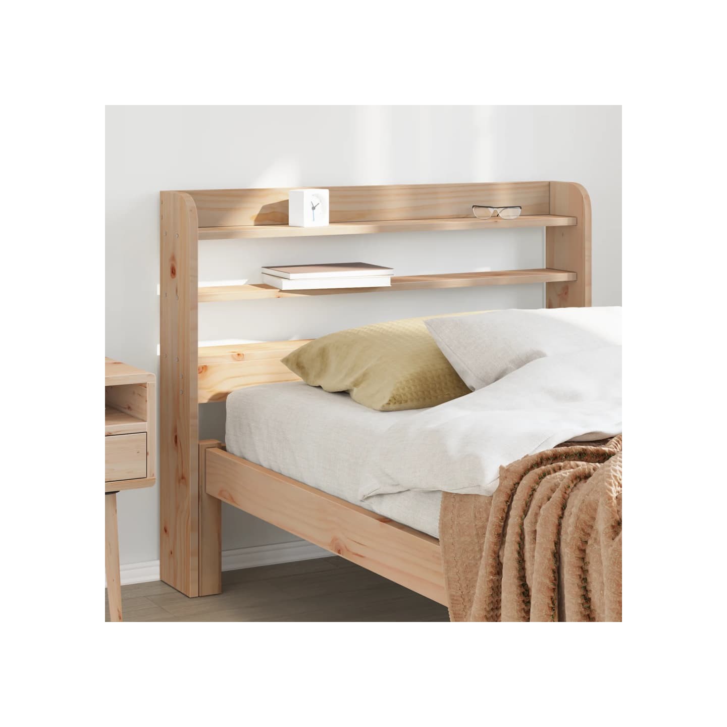 Tête de lit avec étagères 75 cm bois massif de pin