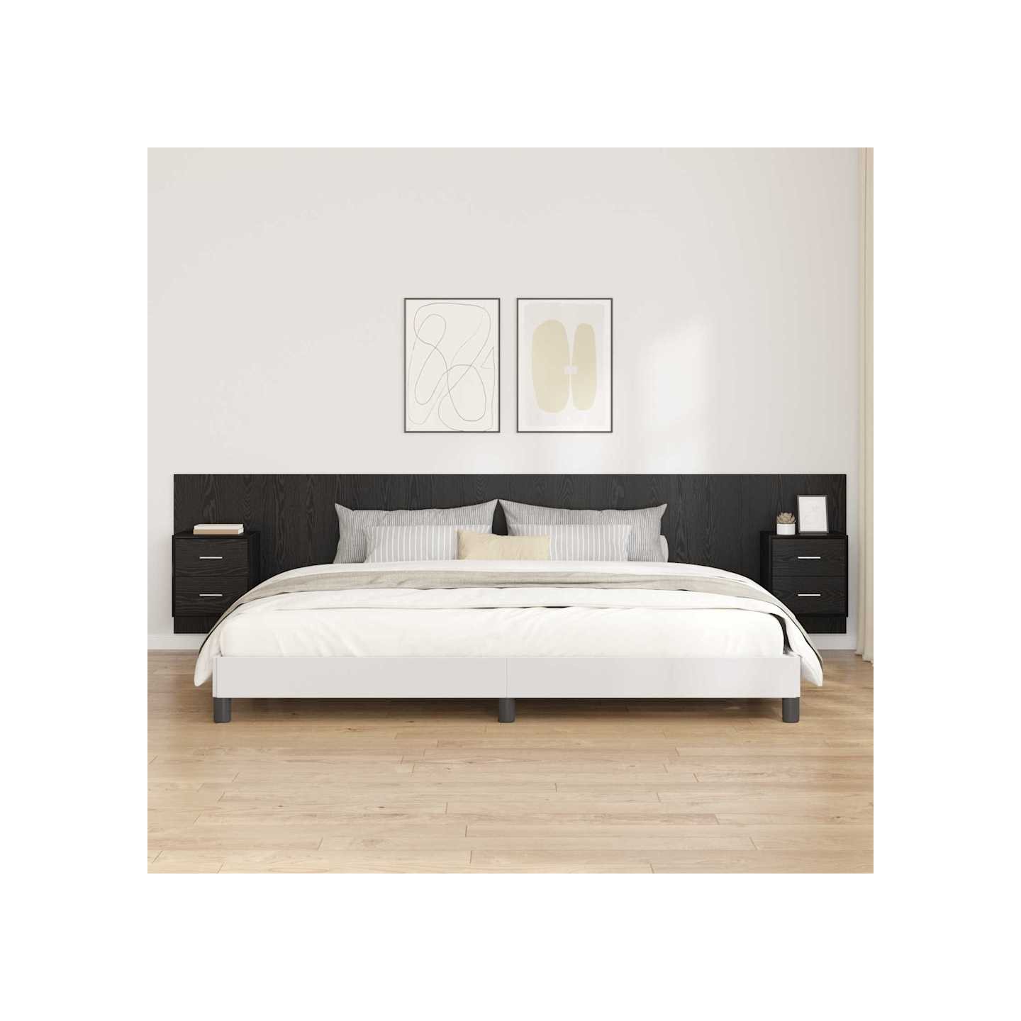 Tête de lit avec armoire 3 pc Chêne noir Bois d'ingénierie