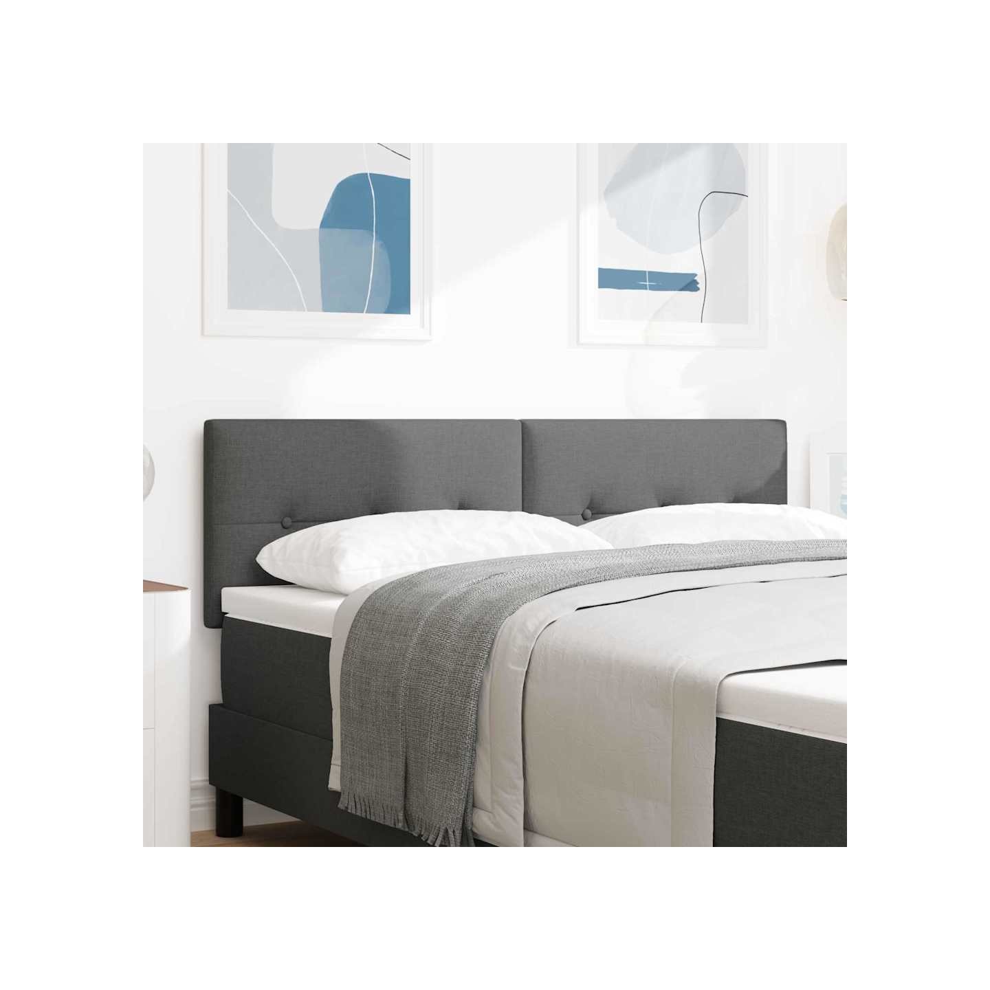 Tête de lit LED avec bandes LED Gris foncé 144 cm tissu