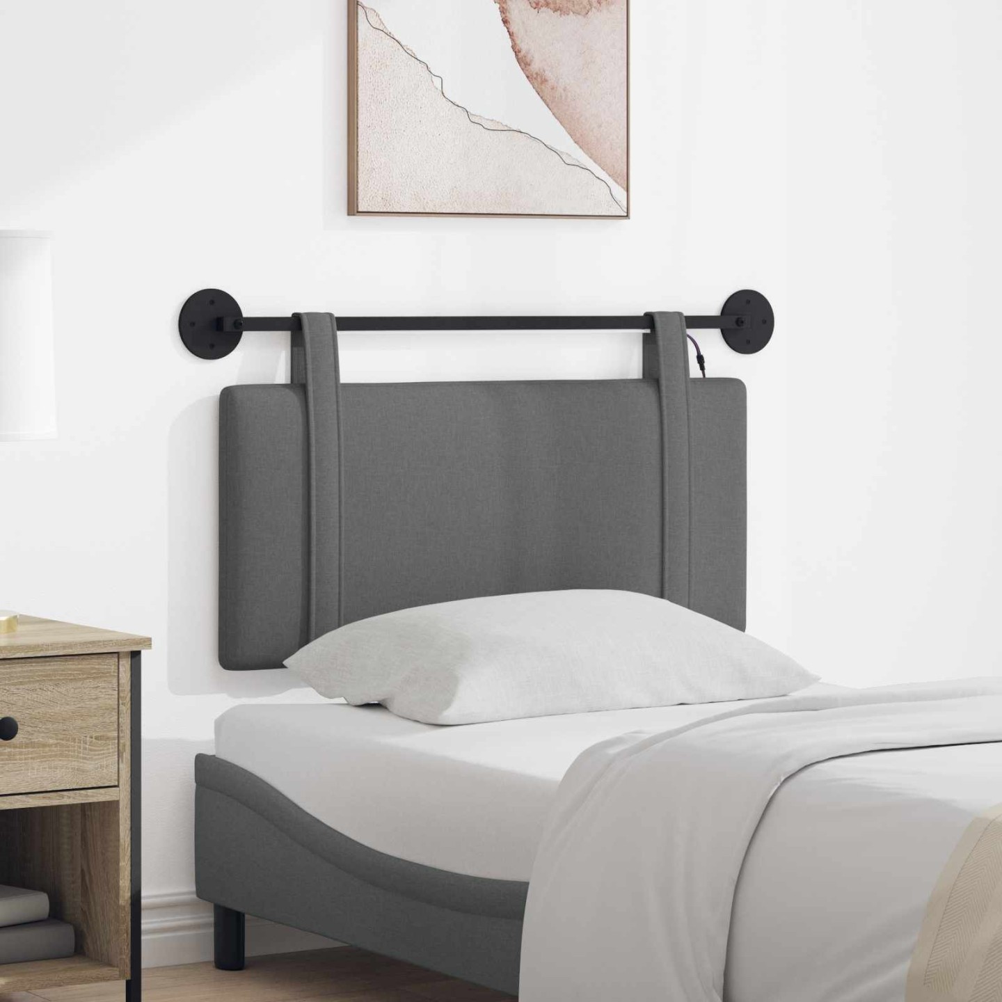 Tête de lit suspendue Gris foncé Tissu