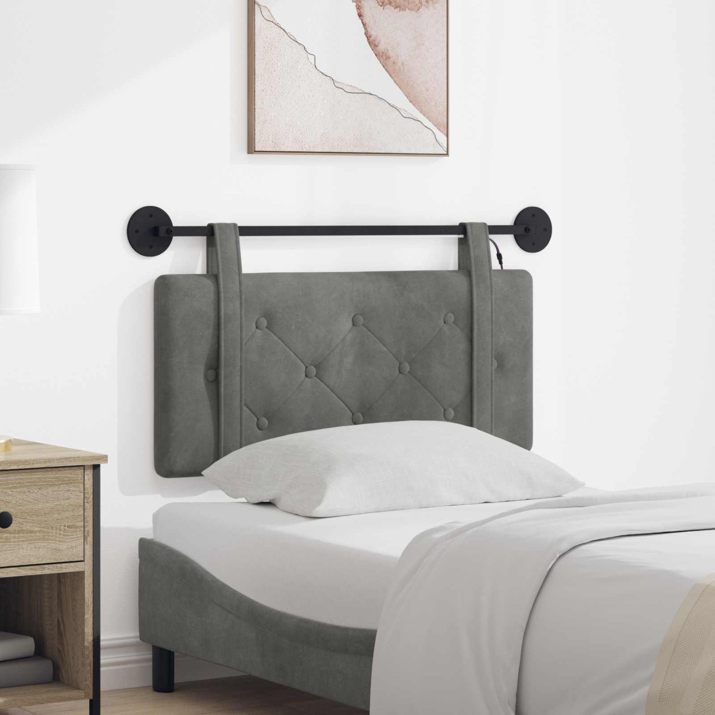 Tête de lit suspendue Gris foncé Velours