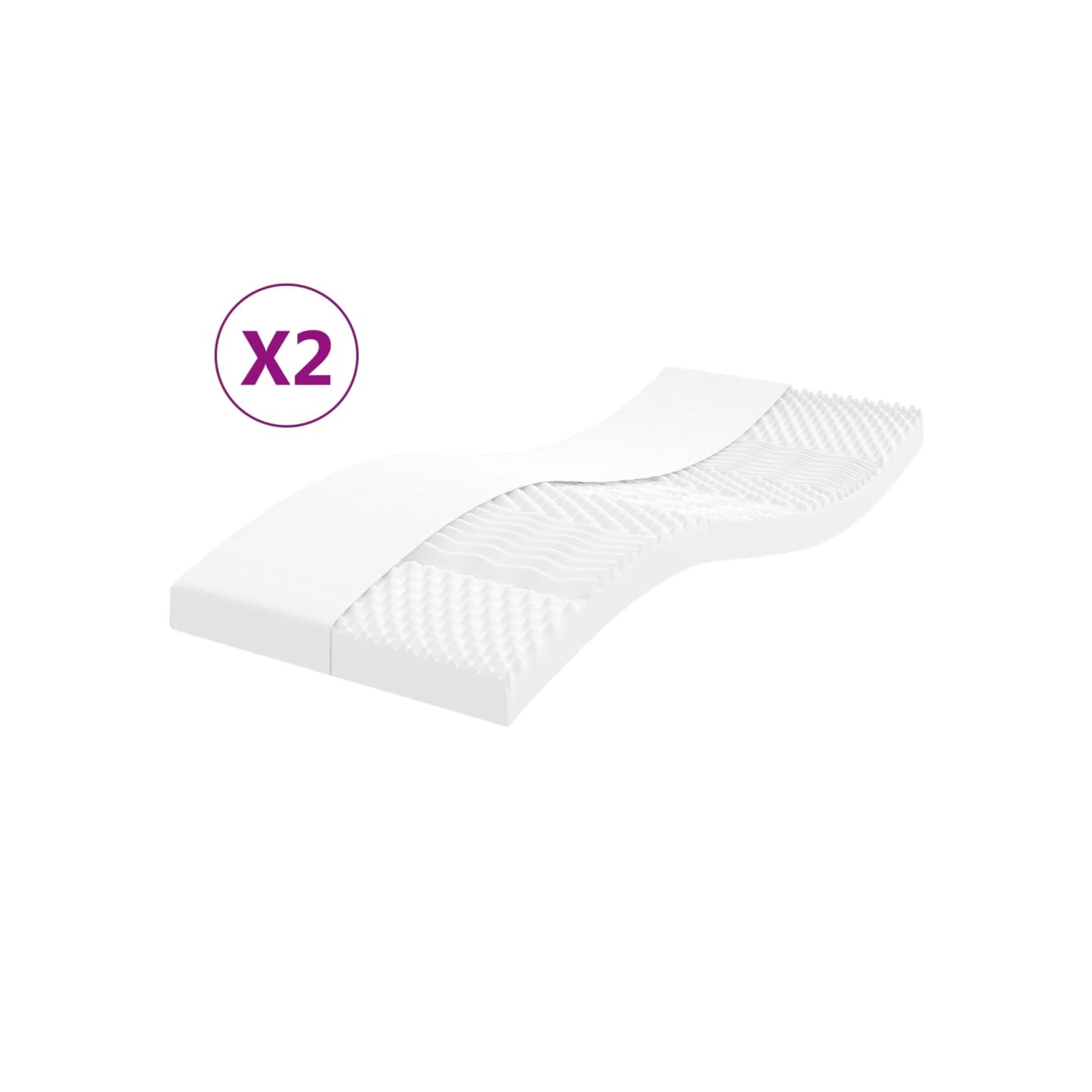 Matelas en mousse 2 pcs blanc 90x200 cm 7 zones dureté 20 ILD