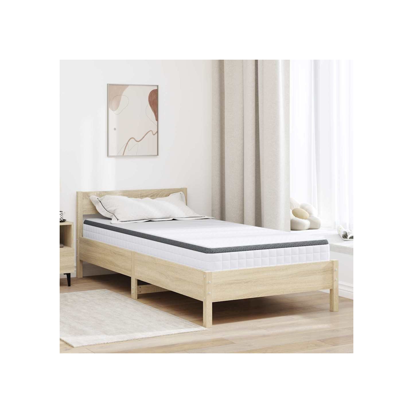 Matelas Moyennement doux 90 x 190 cm Blanc et Gris