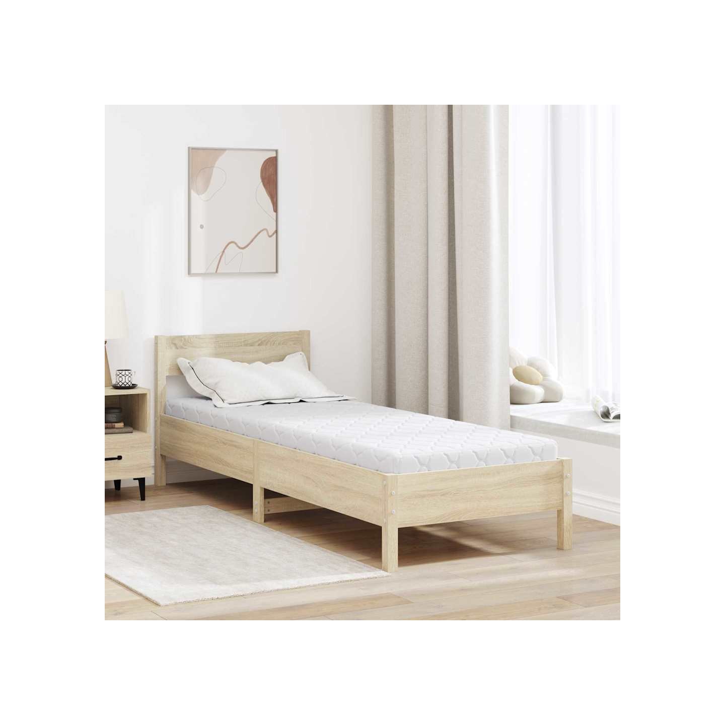 Matelas Blanc 80 x 200 cm Tissu jacquard