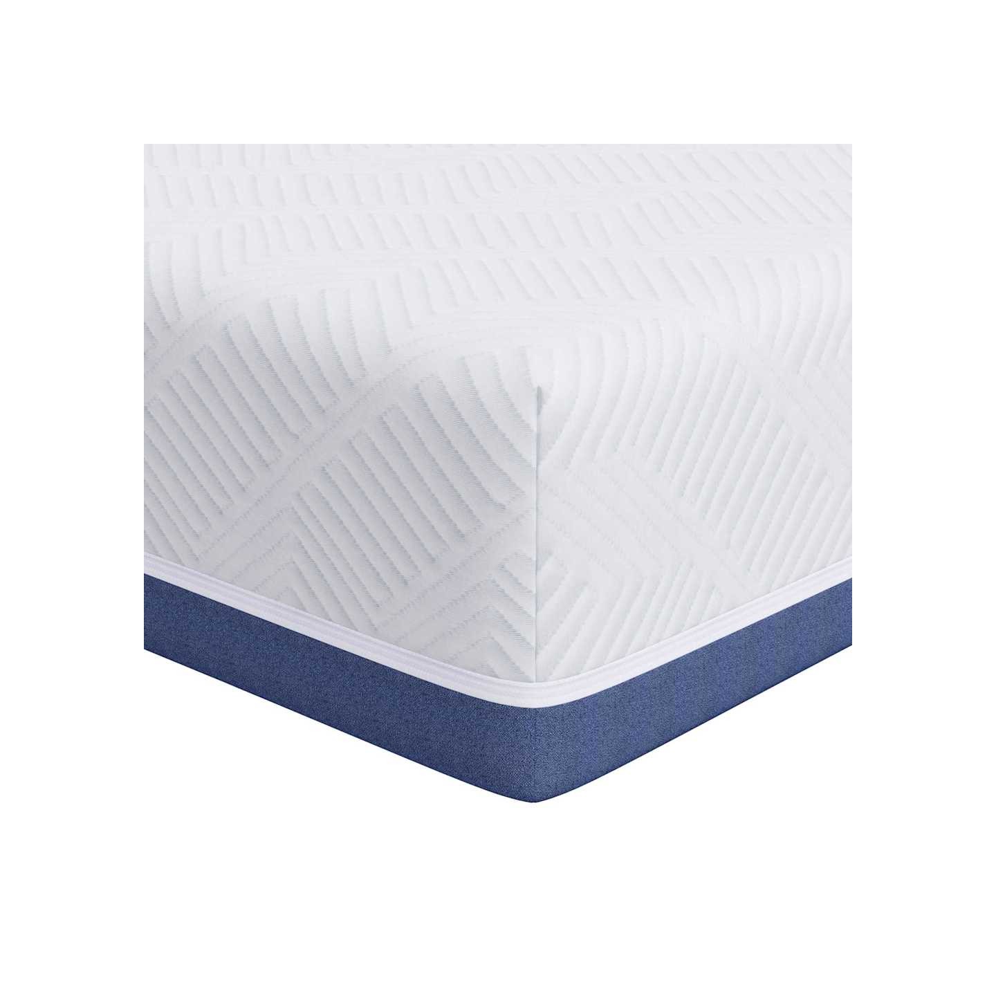 Matelas Blanc et Bleu 140 x 190 cm Tissu jacquard