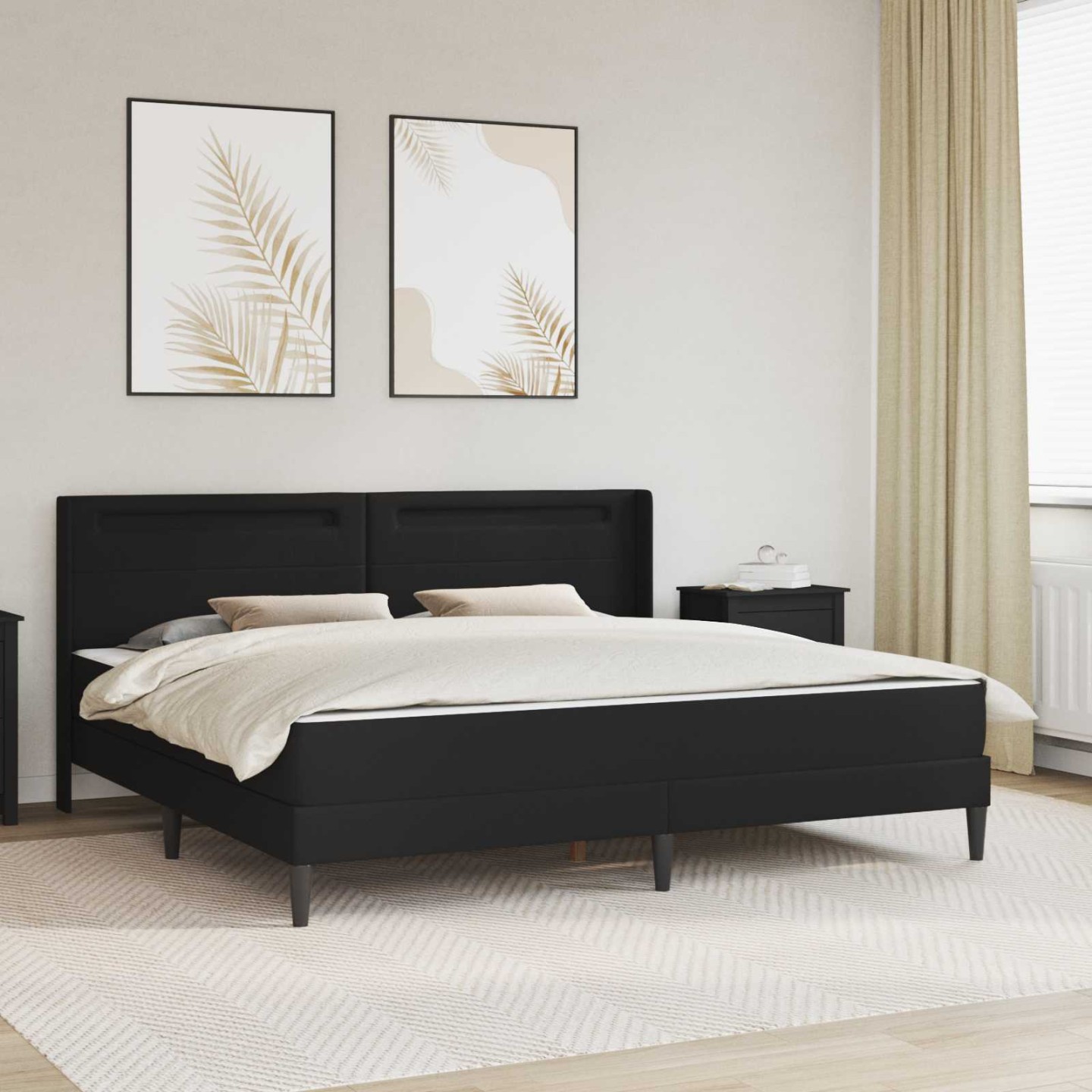 Cadre de lit avec matelas Noir 180 x 200 cm Simili cuir