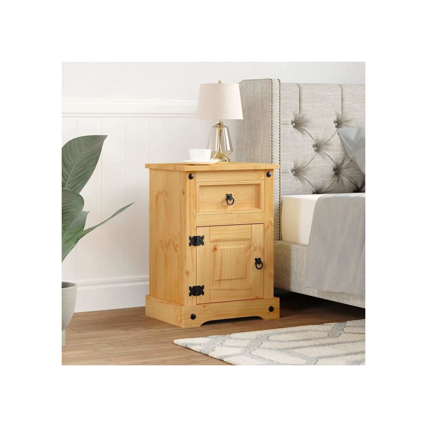 Table de chevet Gamme Corona pin mexicain 53x39x66 cm