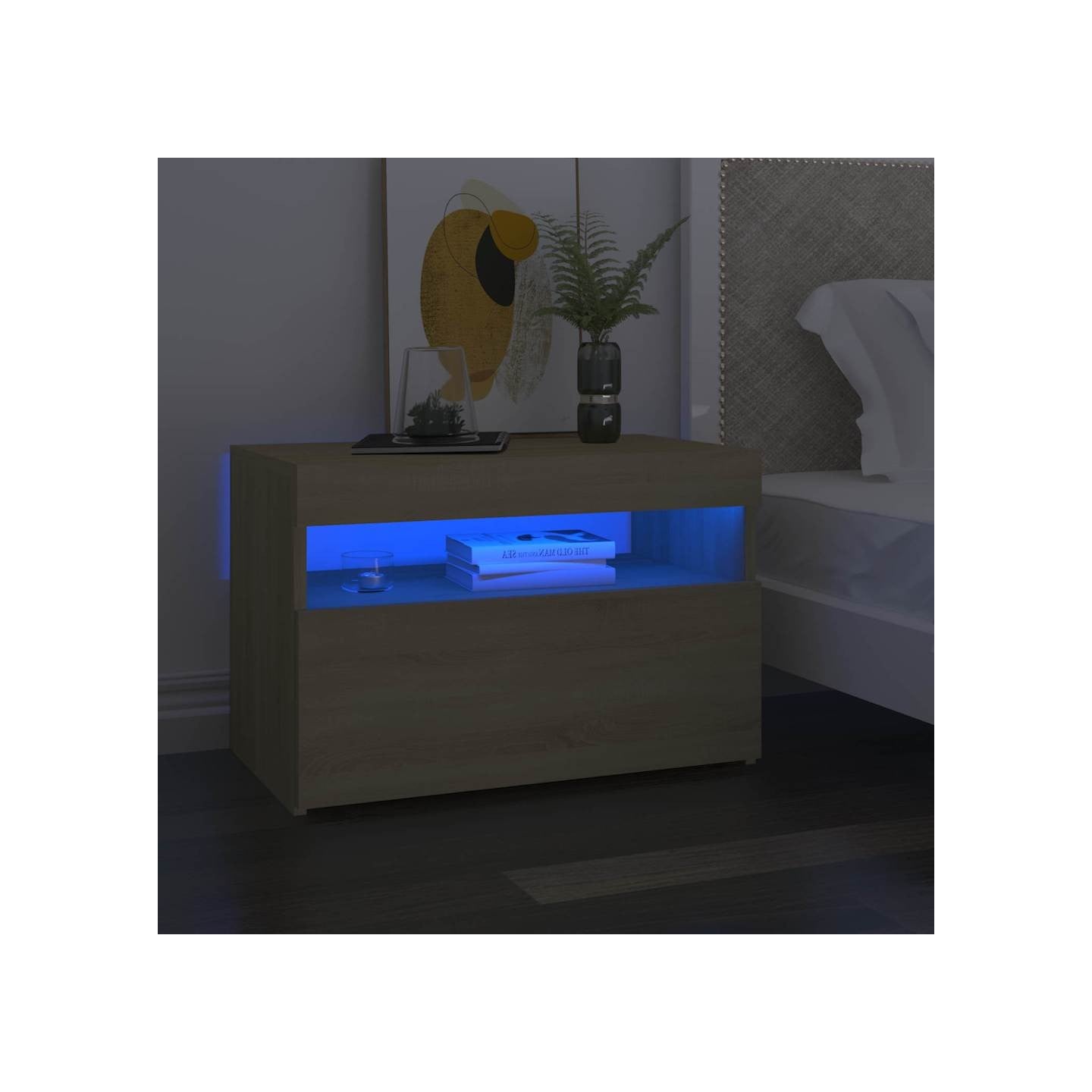 Tables de chevet à LED 2 pcs Chêne sonoma 60x35x40 cm