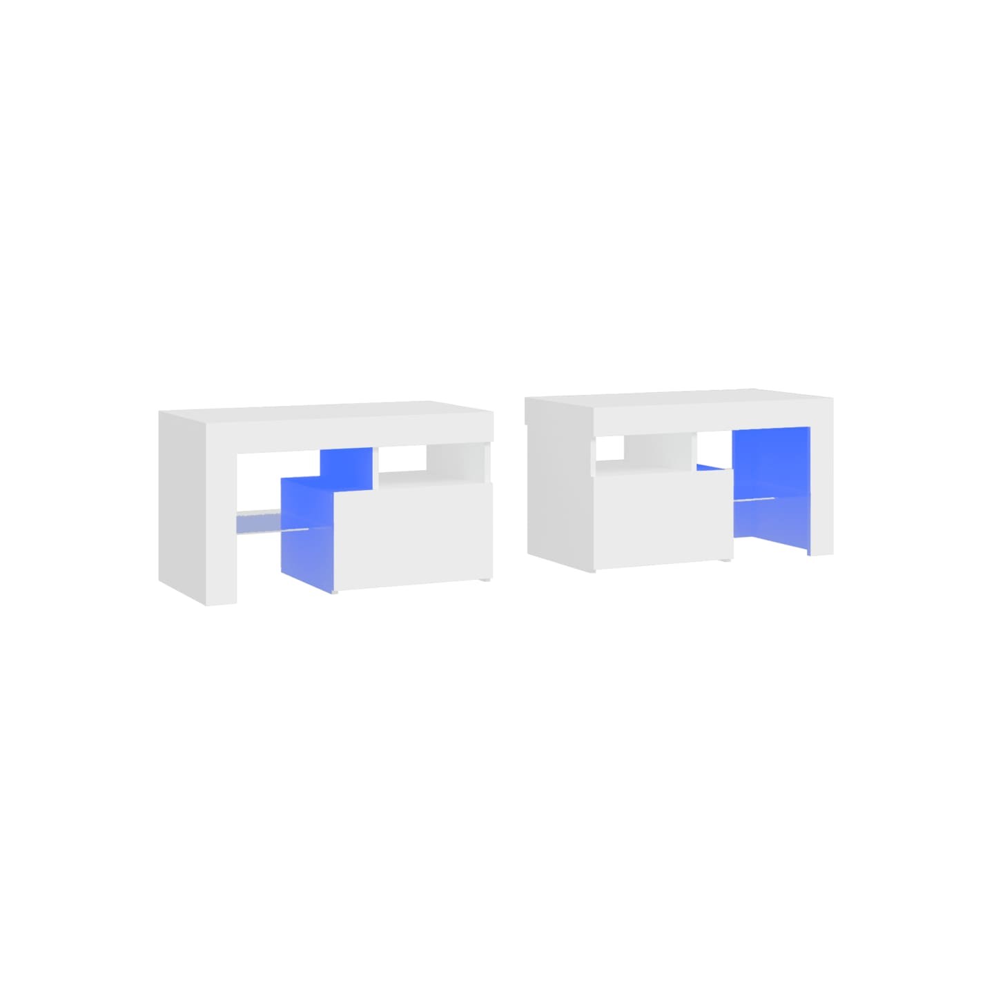 Tables de chevet 2 pcs et lumières LED Blanc 70x36,5x40 cm