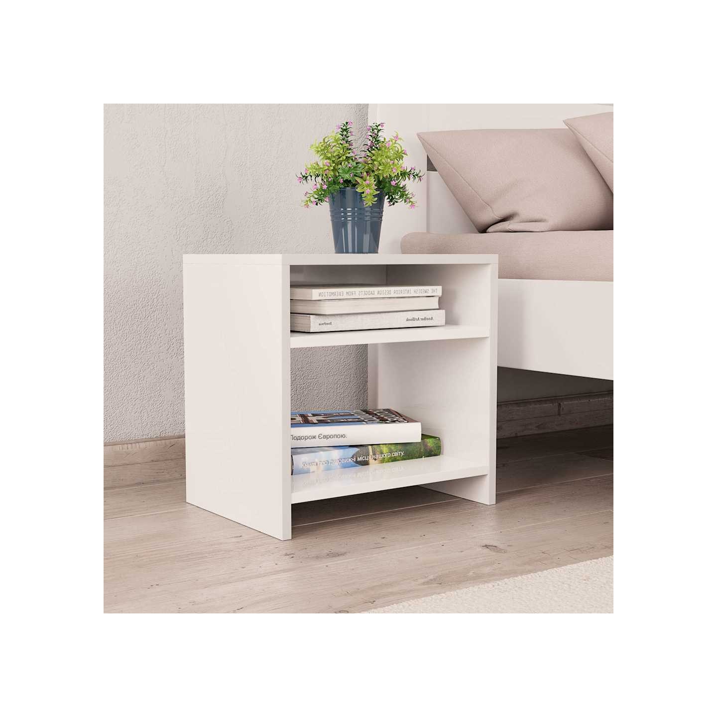 Tables de chevet 2 pcs Blanc 40x30x40 cm Bois d'ingénierie