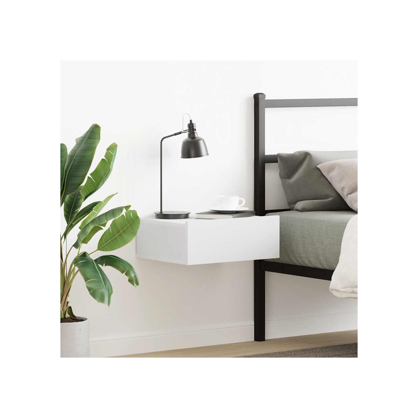 Table de chevet flottante Blanc 40x30x15 cm Bois d'ingénierie