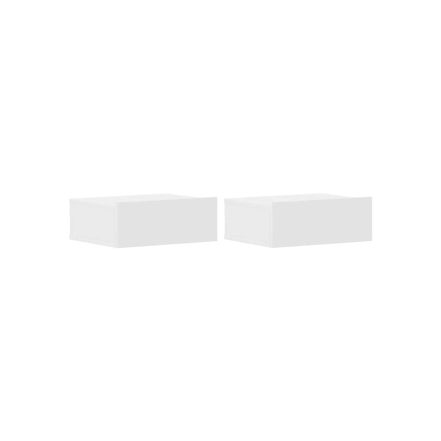 Tables de chevet flottantes 2 pcs Blanc bois d’ingénierie
