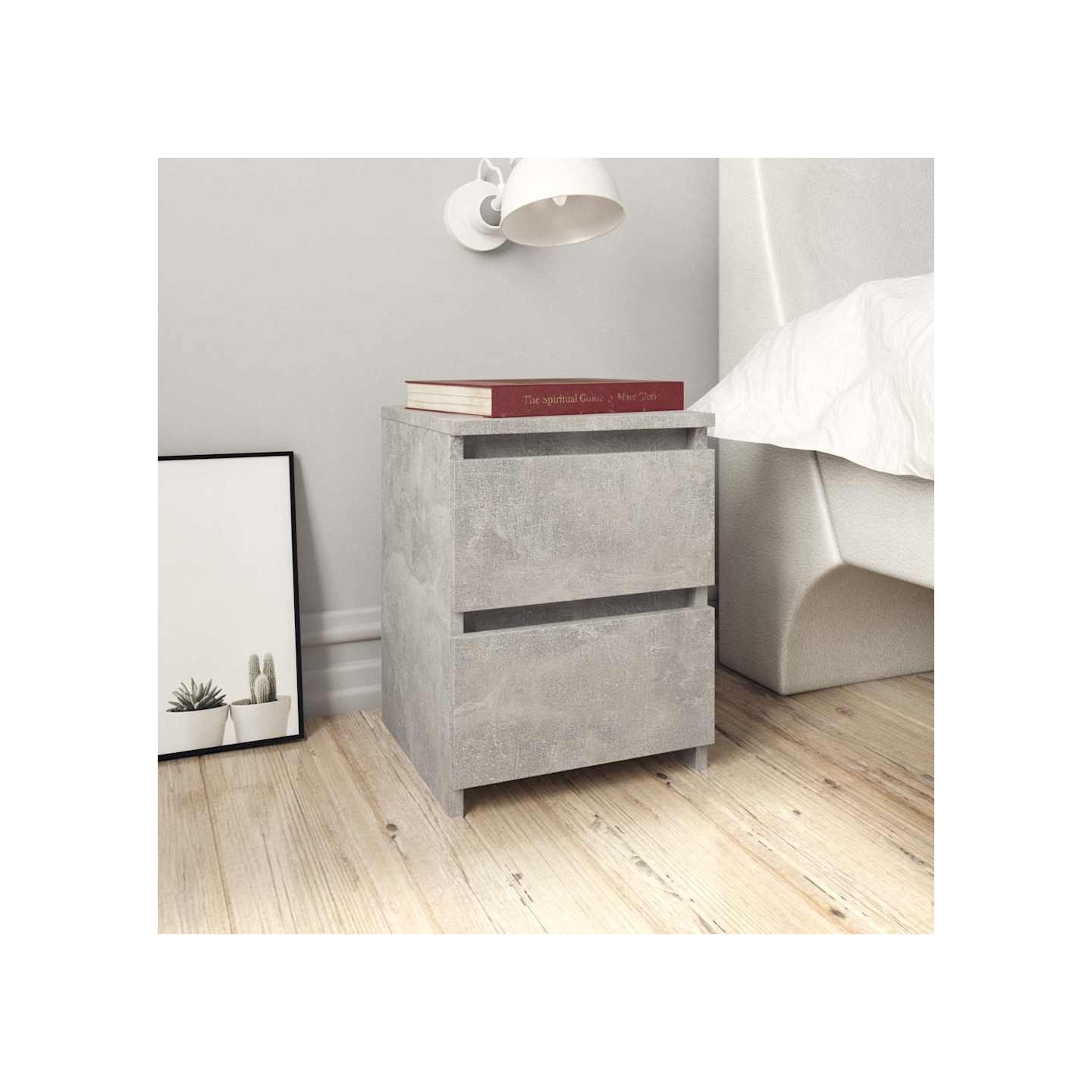Table de chevet Gris béton 30x30x40 cm Bois d’ingénierie