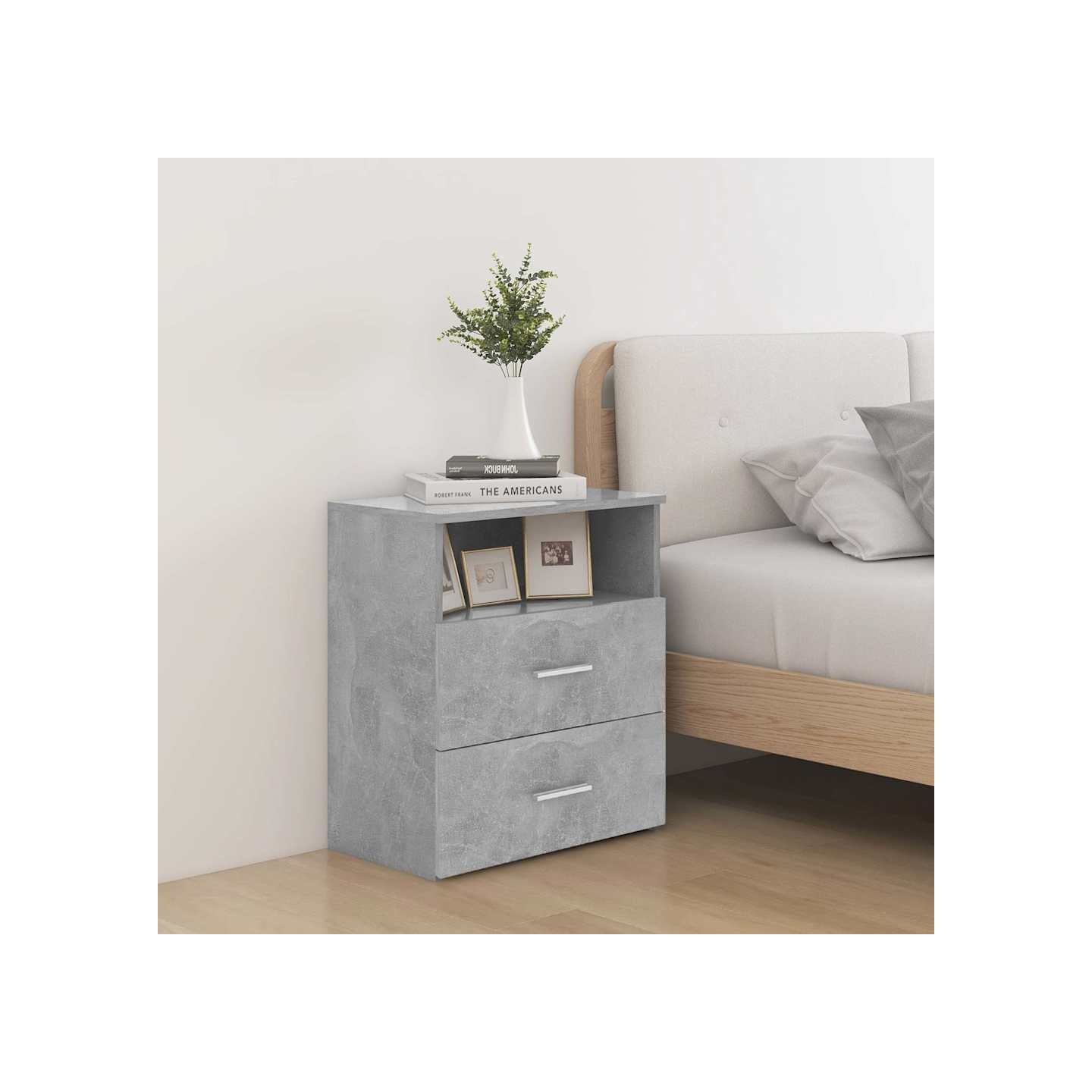 Table de chevet Gris béton 50x32x60 cm