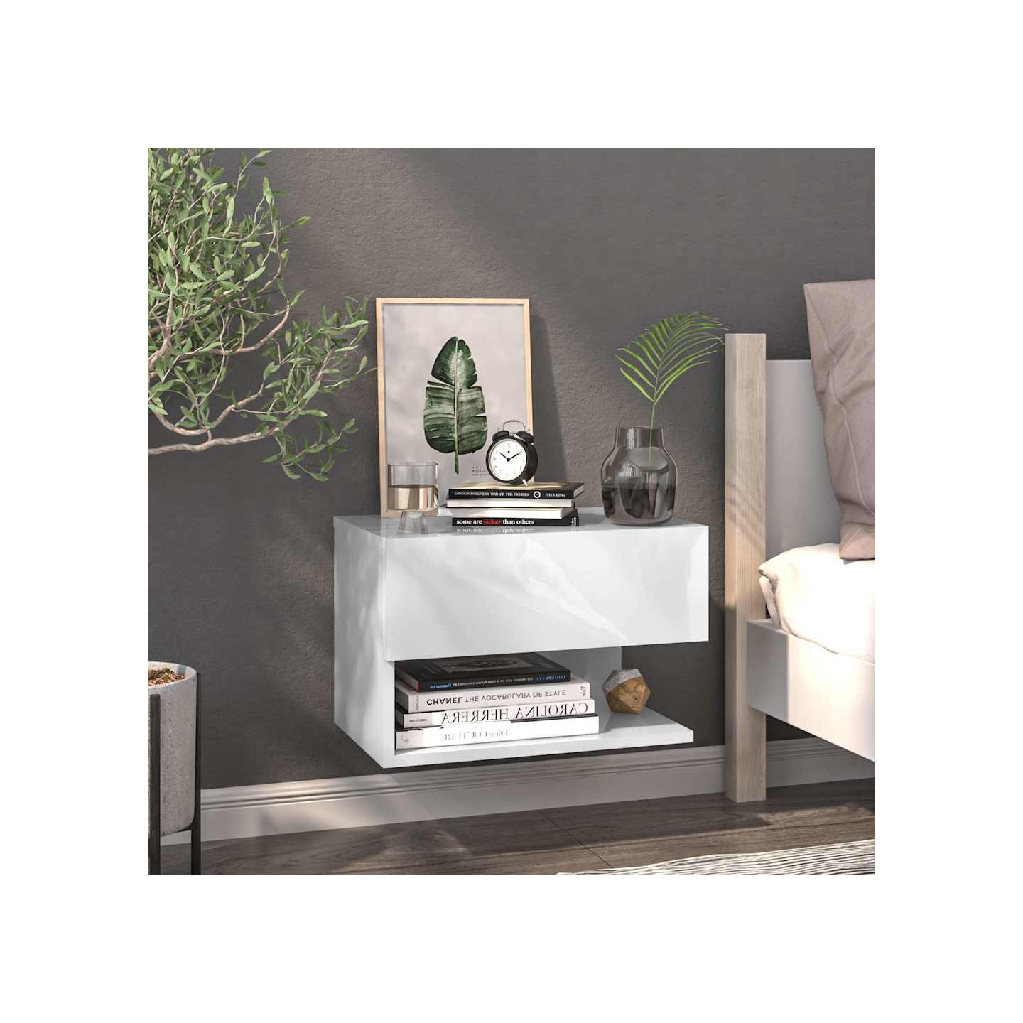 Table de chevet murale Blanc