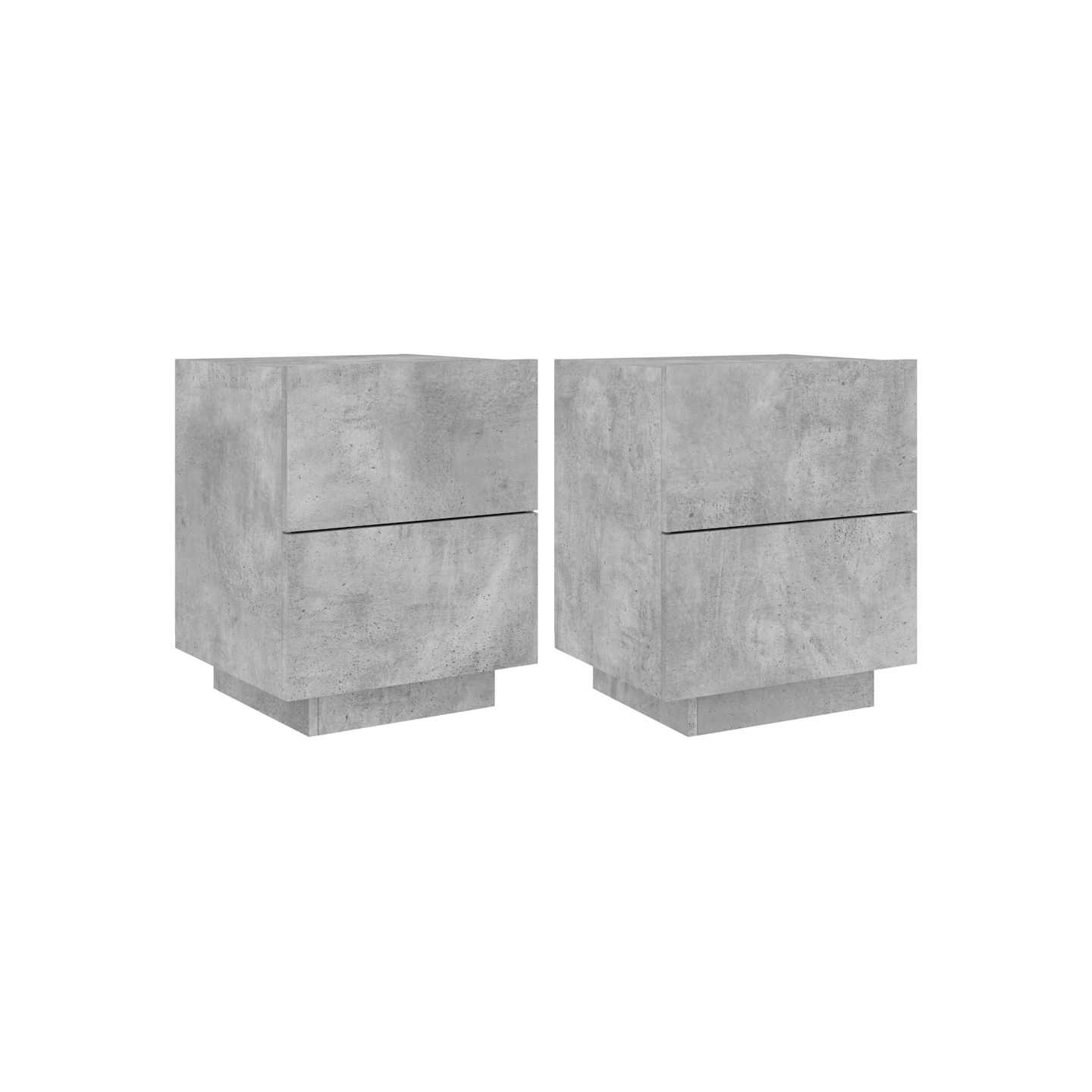 Armoires de chevet et lumières LED 2 pcs gris béton