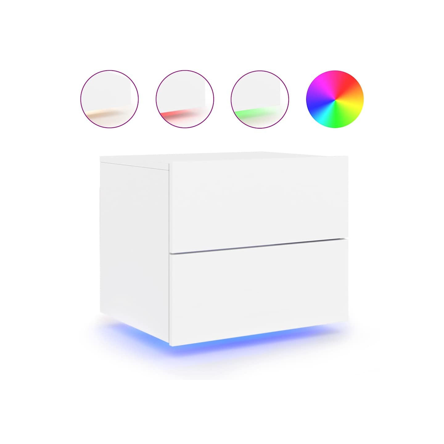 Table de chevet murale avec lumières LED blanc