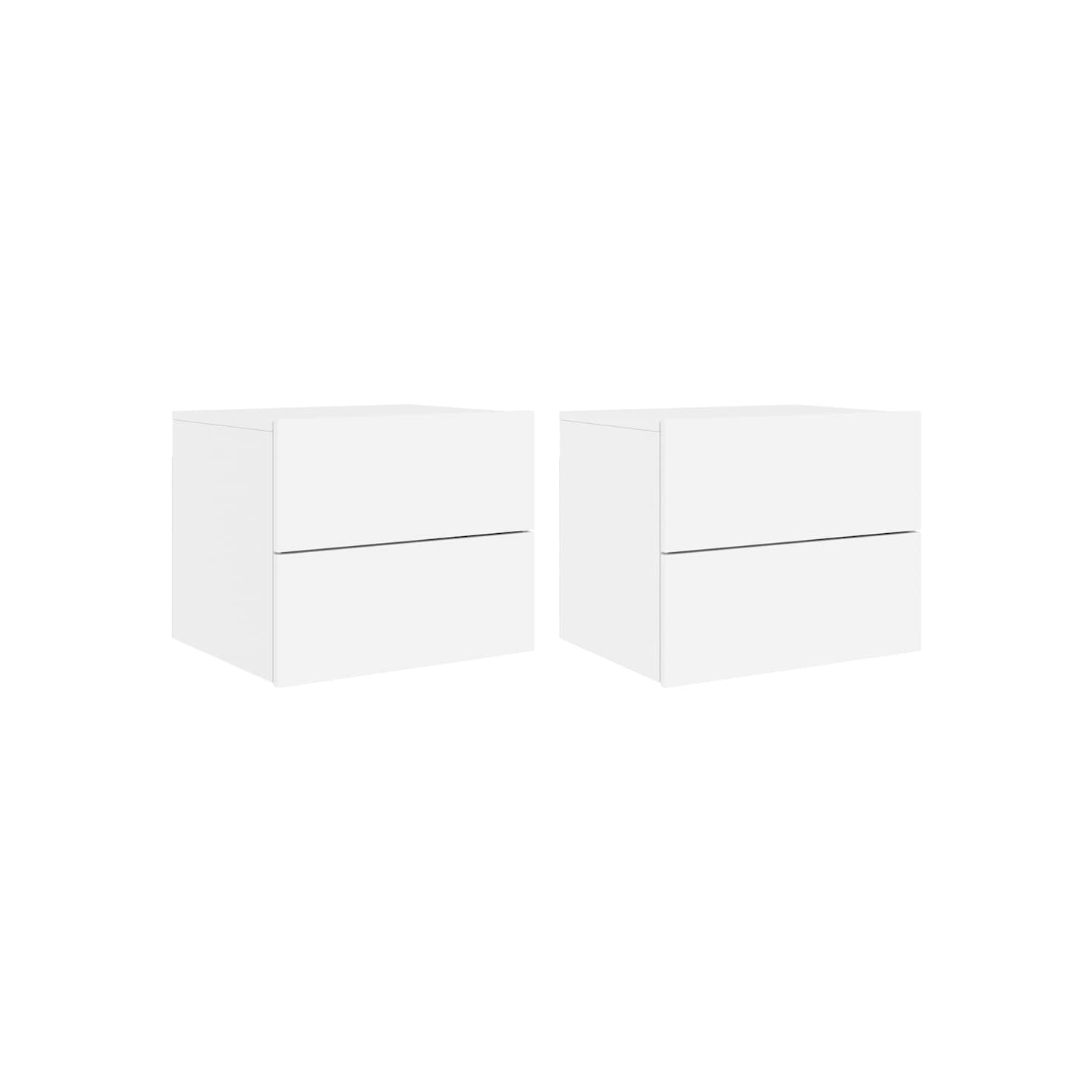 Tables de chevet murales avec lumières LED 2 pcs blanc