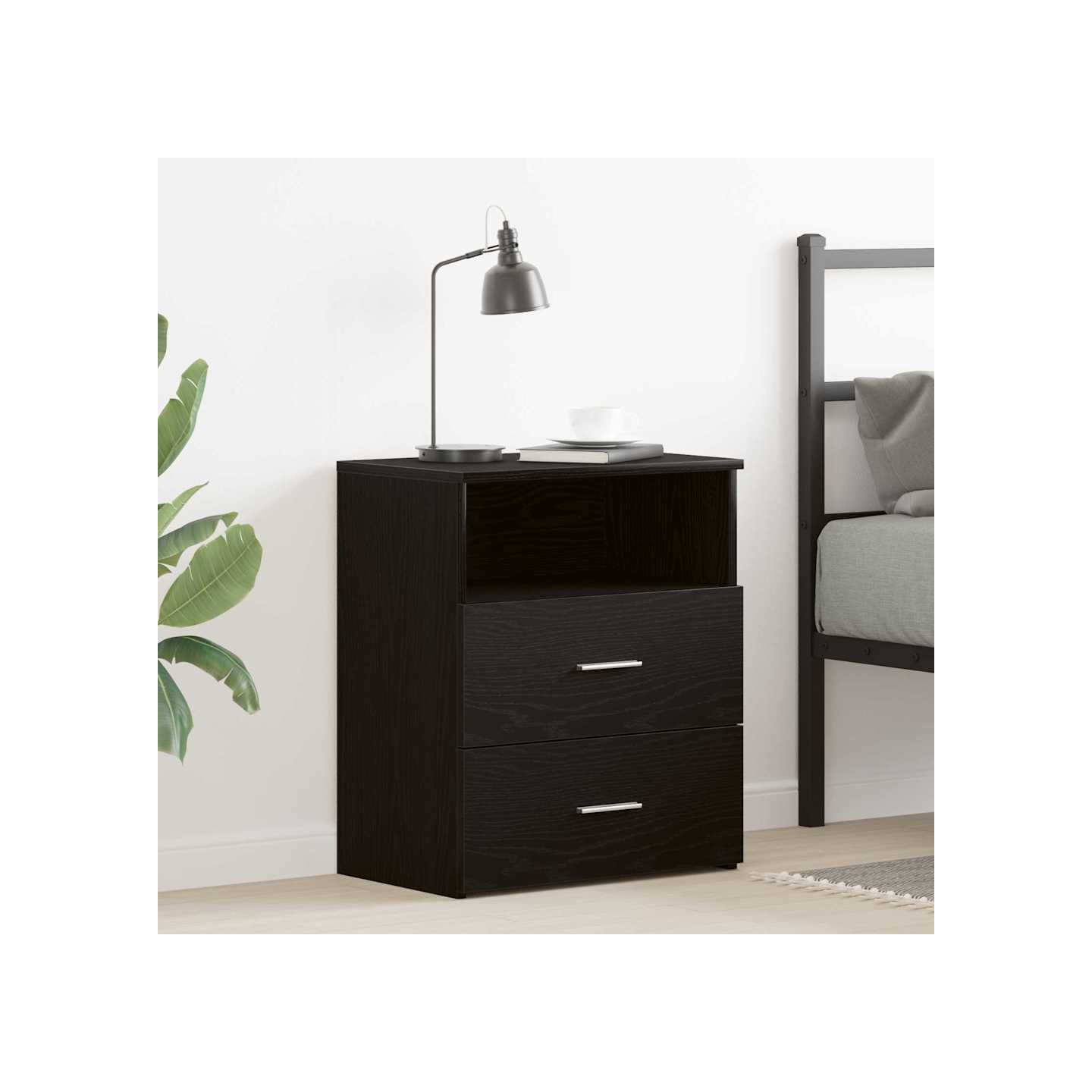 Table de nuit Chêne noir 50 x 32 x 60cm Bois d'ingénierie