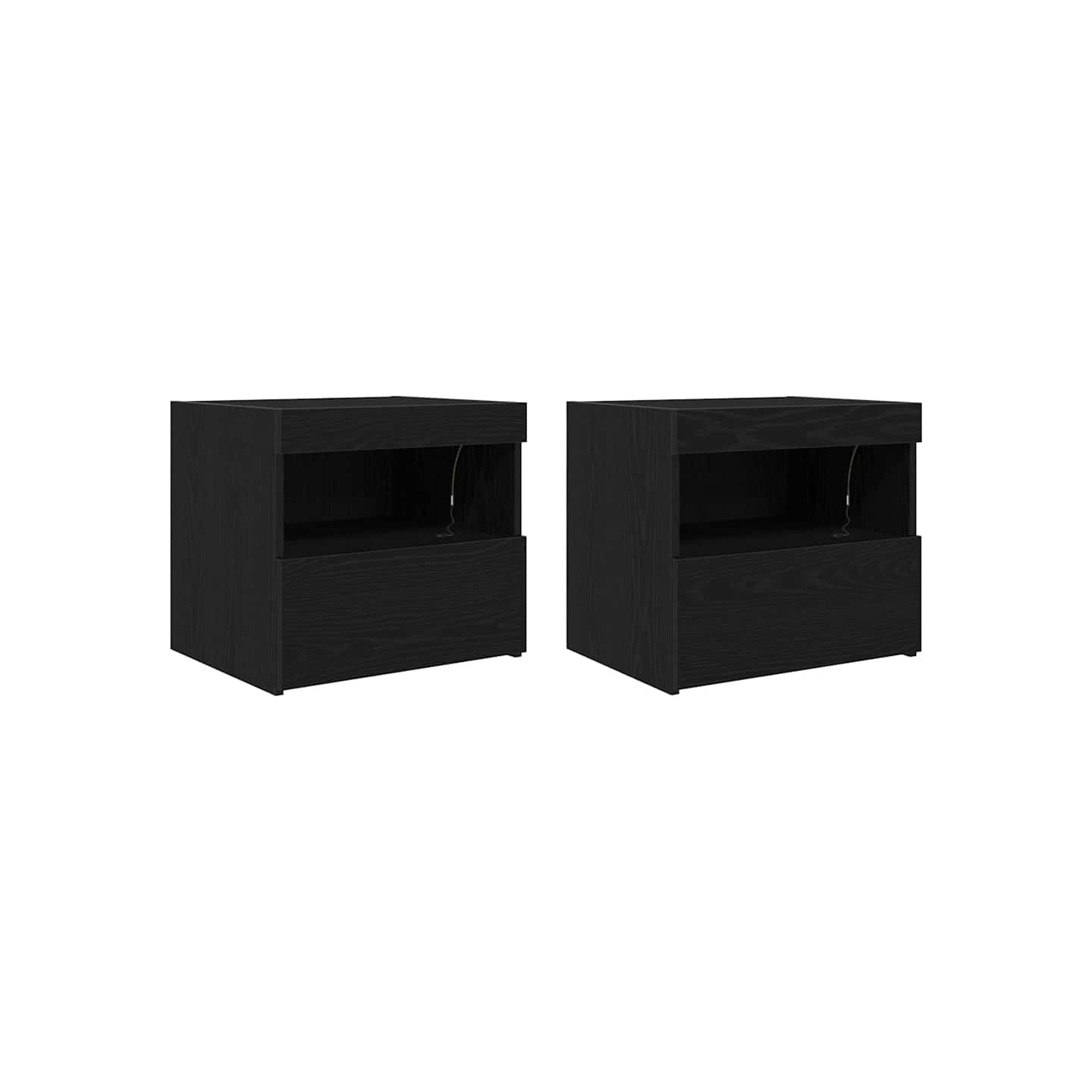 Cabinet de chevet 2 pièces Chêne noir 50 x 40 x 45 cm