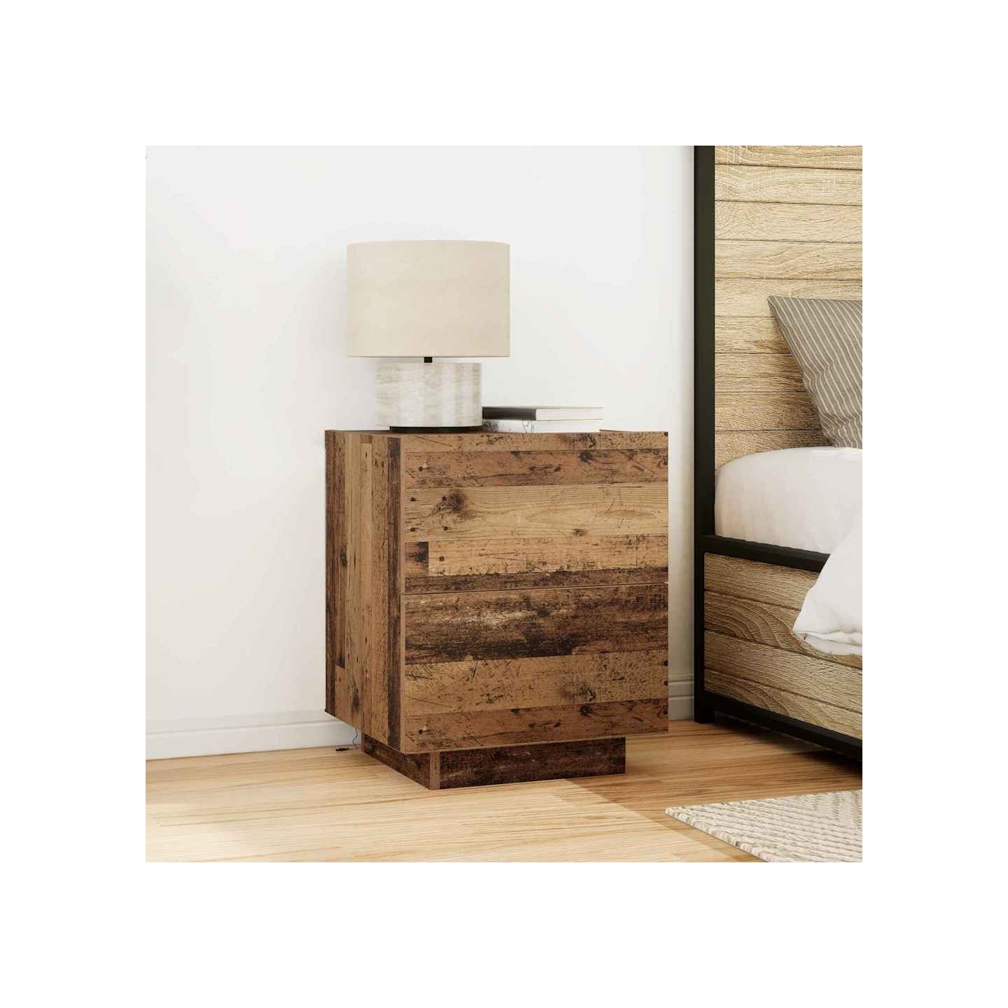 Cabinet de chevet 2 pièces Bois ancien 45 x 40 x 55 cm