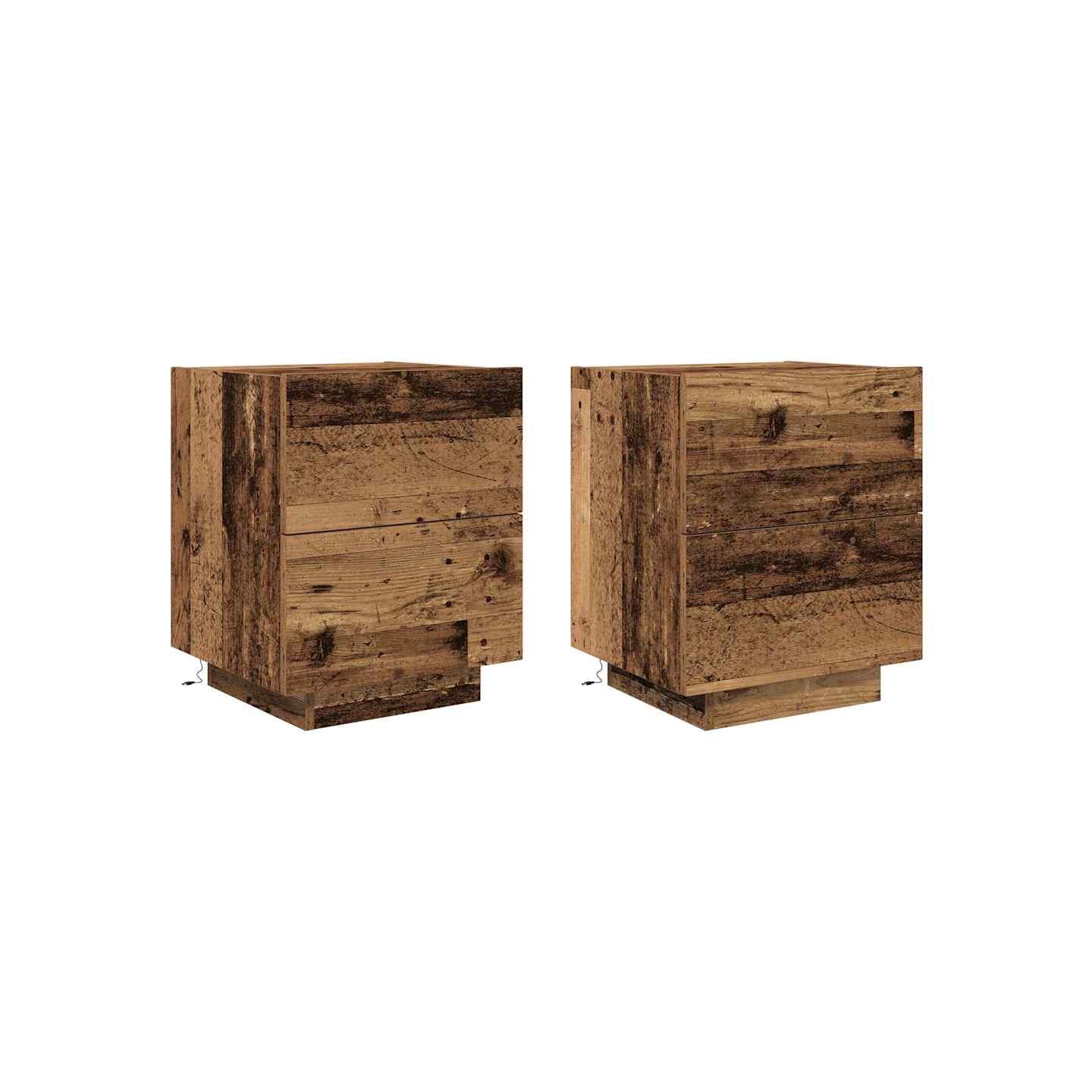 Cabinet de chevet 2 pièces Bois ancien 45 x 40 x 55 cm
