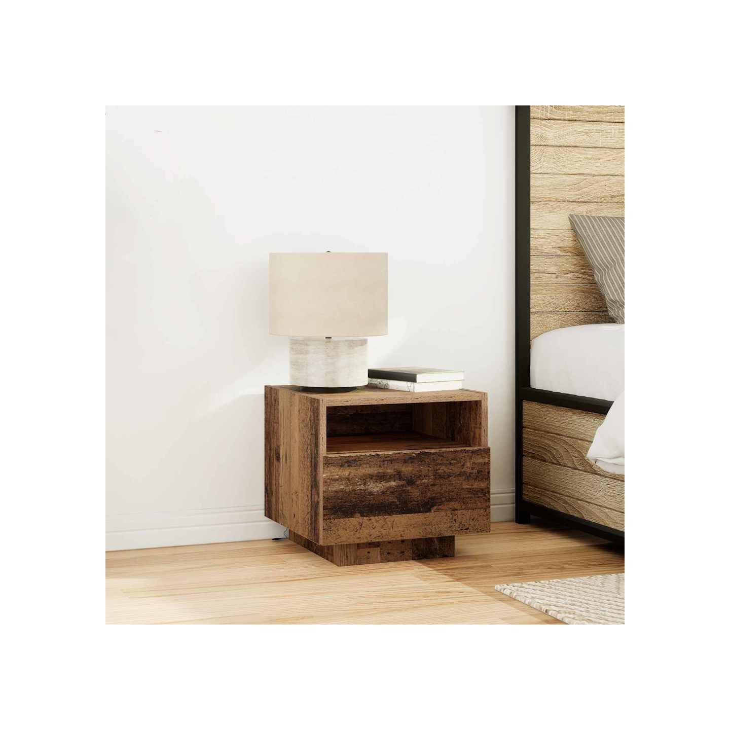 Cabinet de chevet 2 pc Bois ancien 40 x 39 x 37 cm