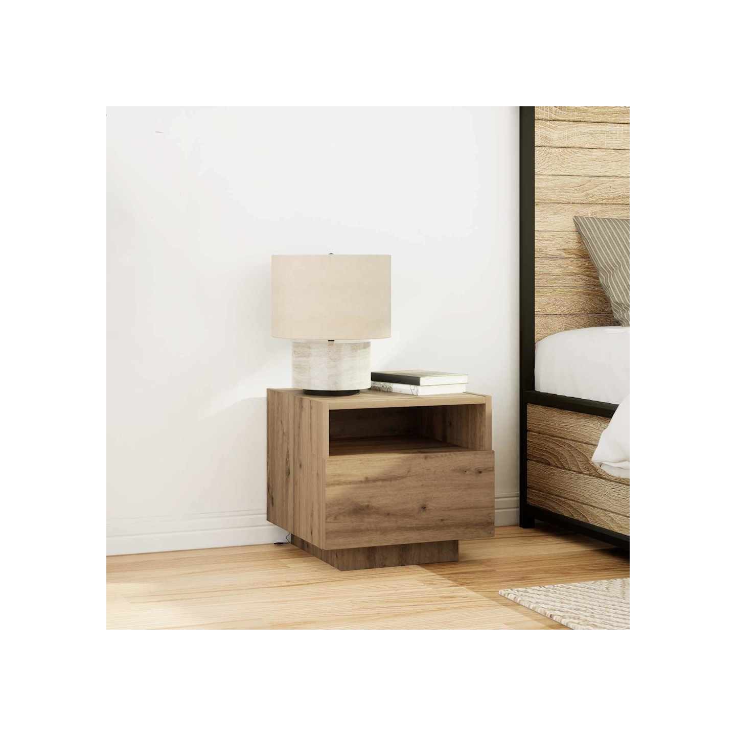 Cabinet de chevet 2 pc Chêne artisanal 40 x 39 x 37 cm