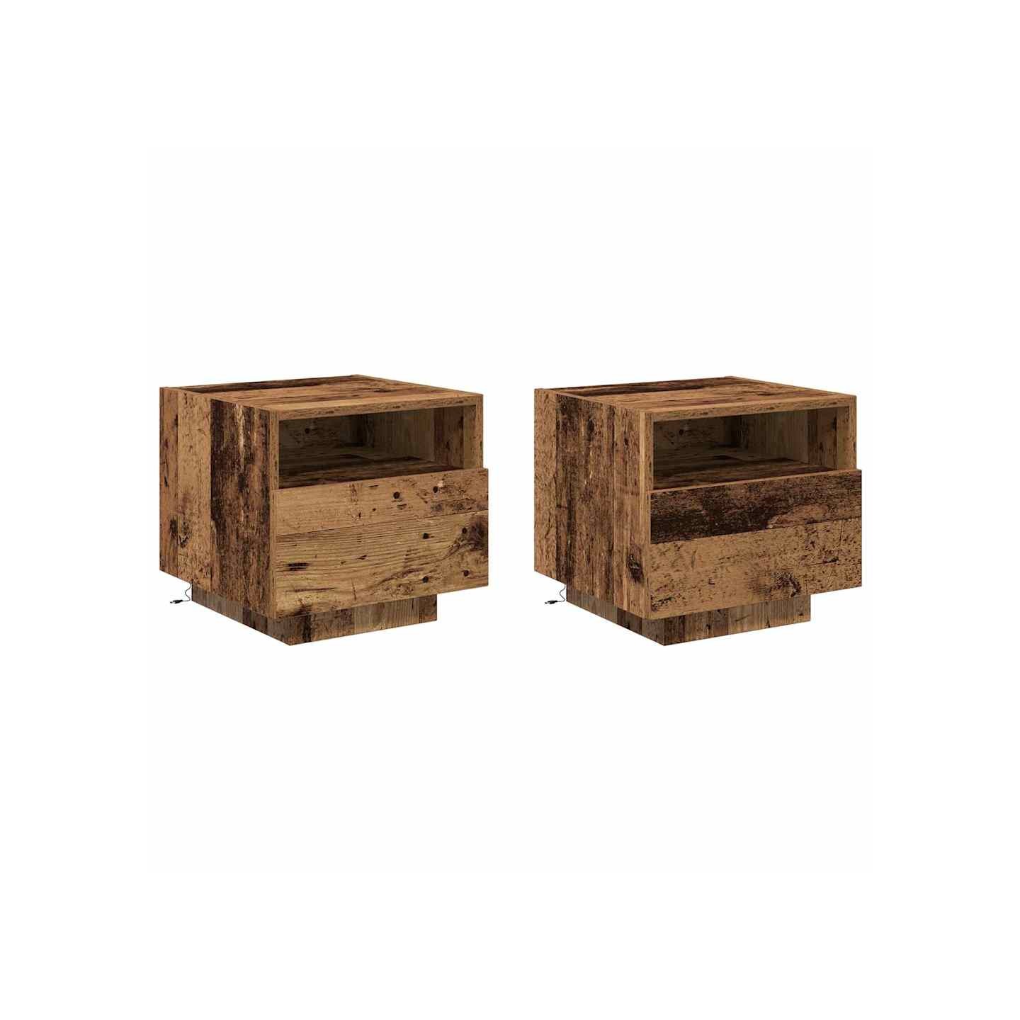 Cabinet de chevet 2 pc Bois ancien 40 x 39 x 37 cm