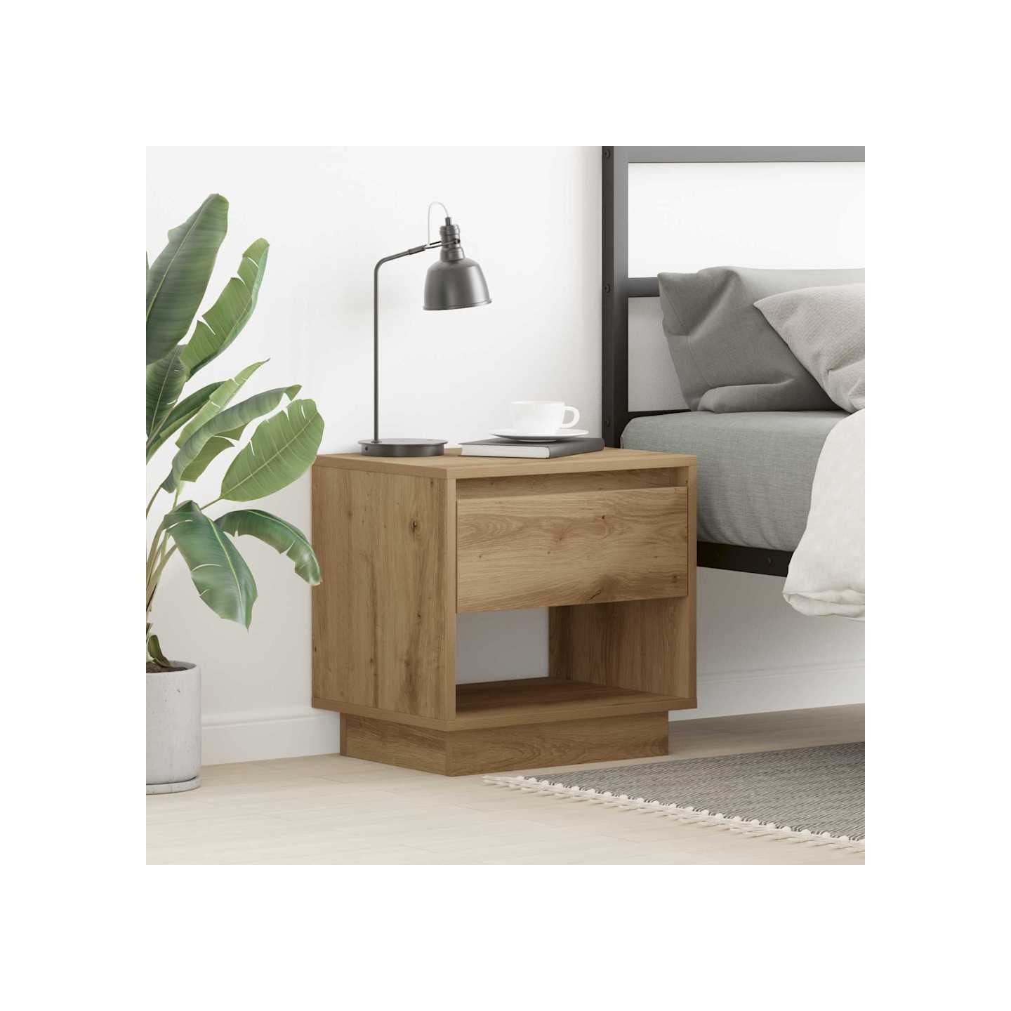 Table de nuit Chêne artisanal 45 x 34 x 44 cm Bois d'ingénierie