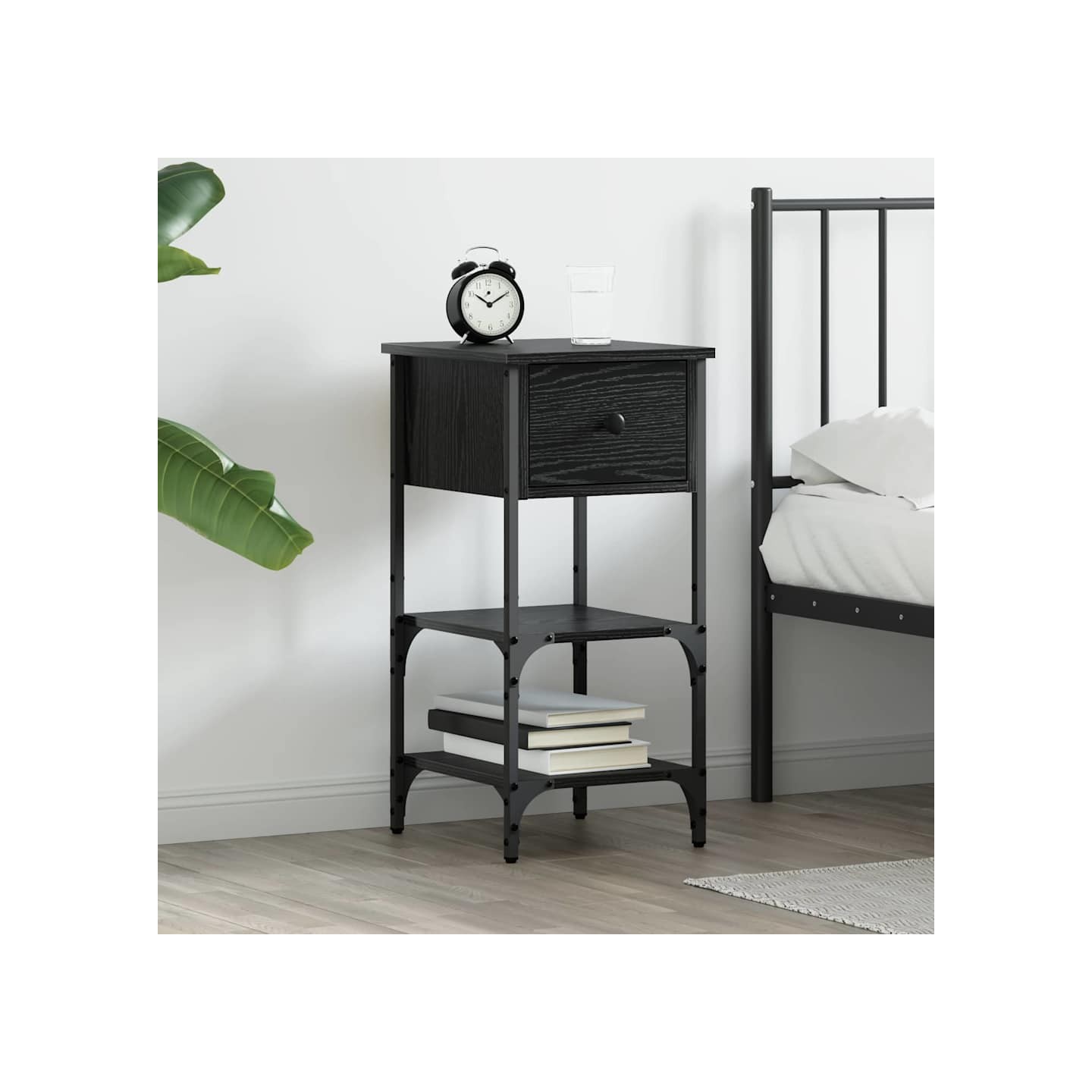Cabinet de chevet avec tiroir Chêne noir 33,5 x 36 x 70 cm