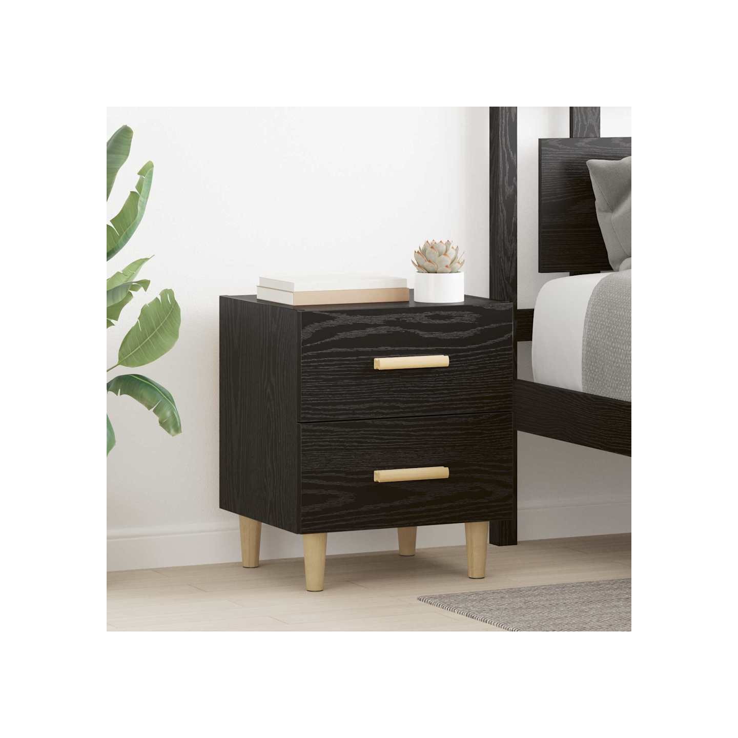 Armoire de lit Chêne noir 40 x 35 x 47.5cm Bois d'ingénierie