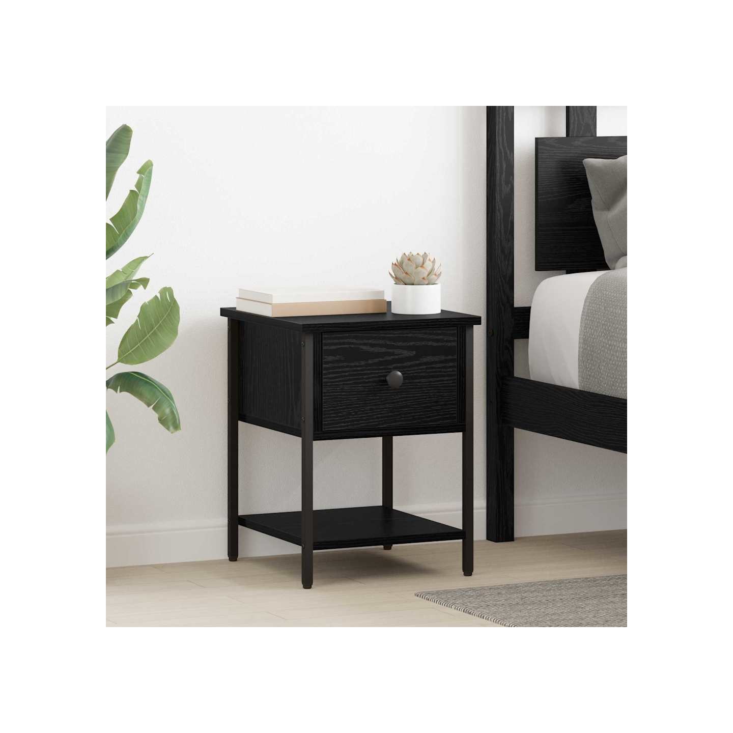 Table de chevet 2 pièces Chêne noir 34 x 35,5 x 45 cm