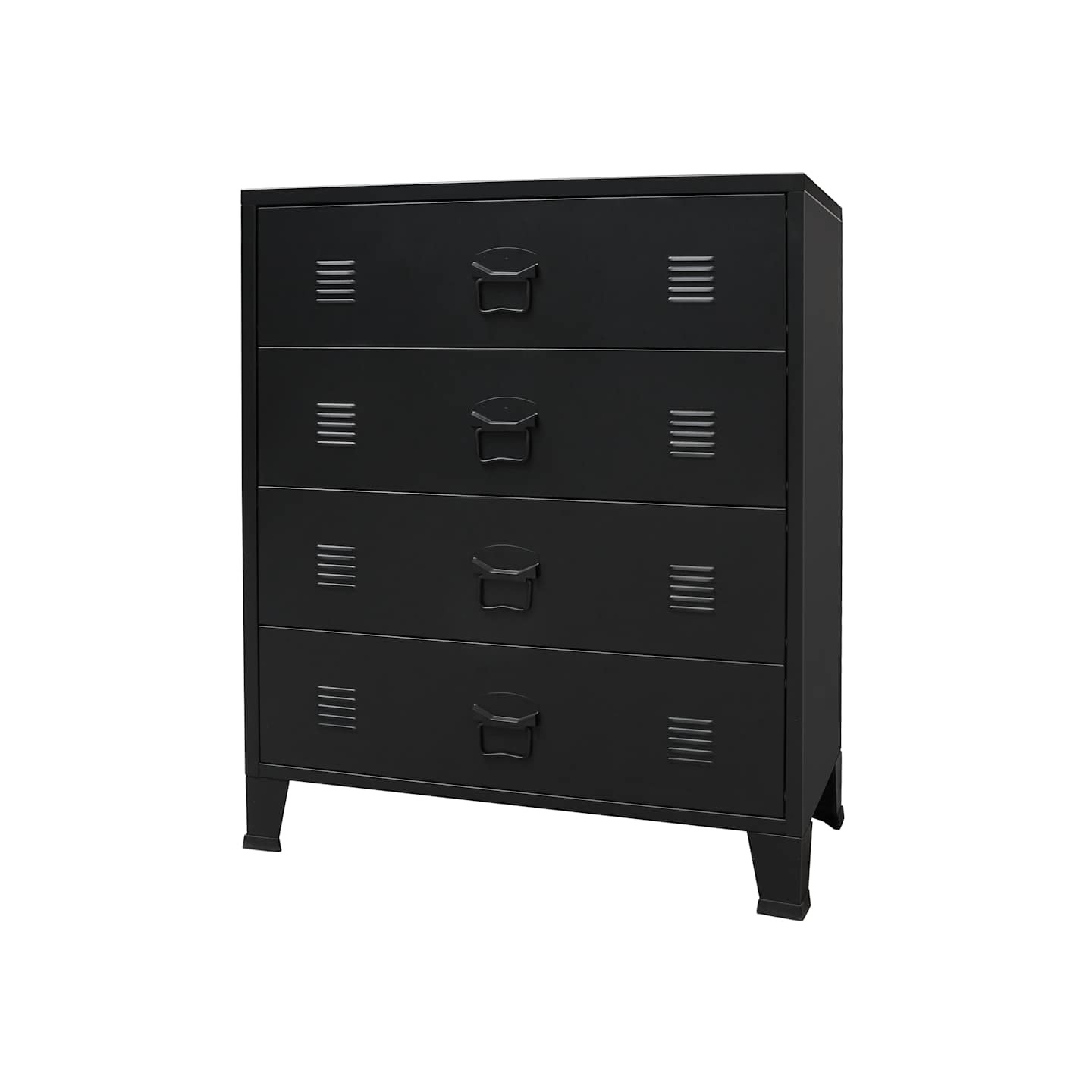 Commode à tiroirs Métal Style Industriel 78x40x93 cm Noir