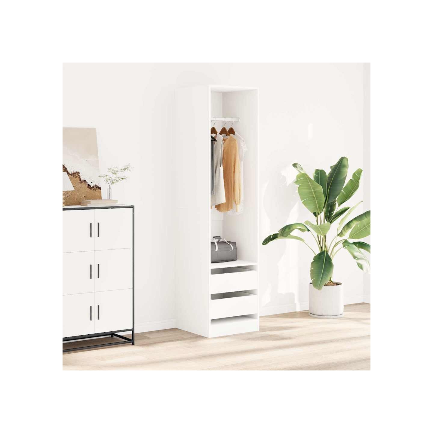 Garde-robe avec tiroirs Blanc 50x50x200 cm Bois d'ingénierie