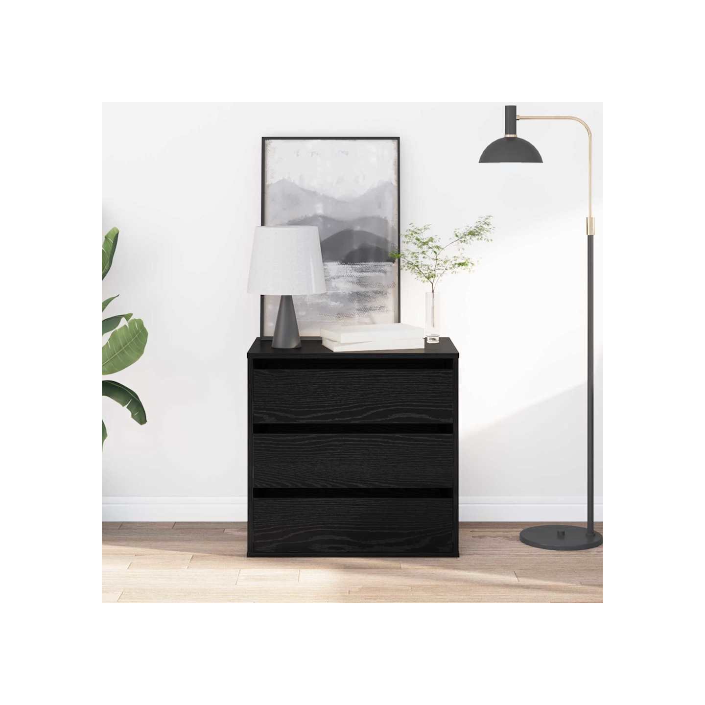 Armoire à tiroirs 3-Tiroir Noir 61 x 41 x 58 cm