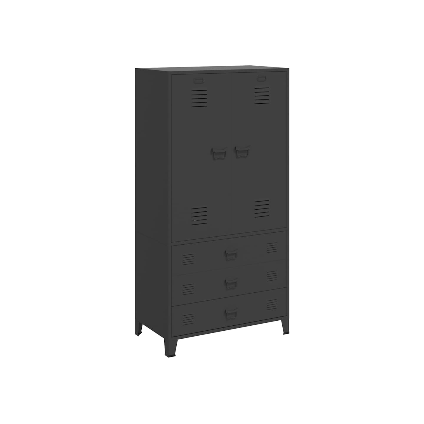 Garde-robe industrielle Noir 90x50x180 cm Métal