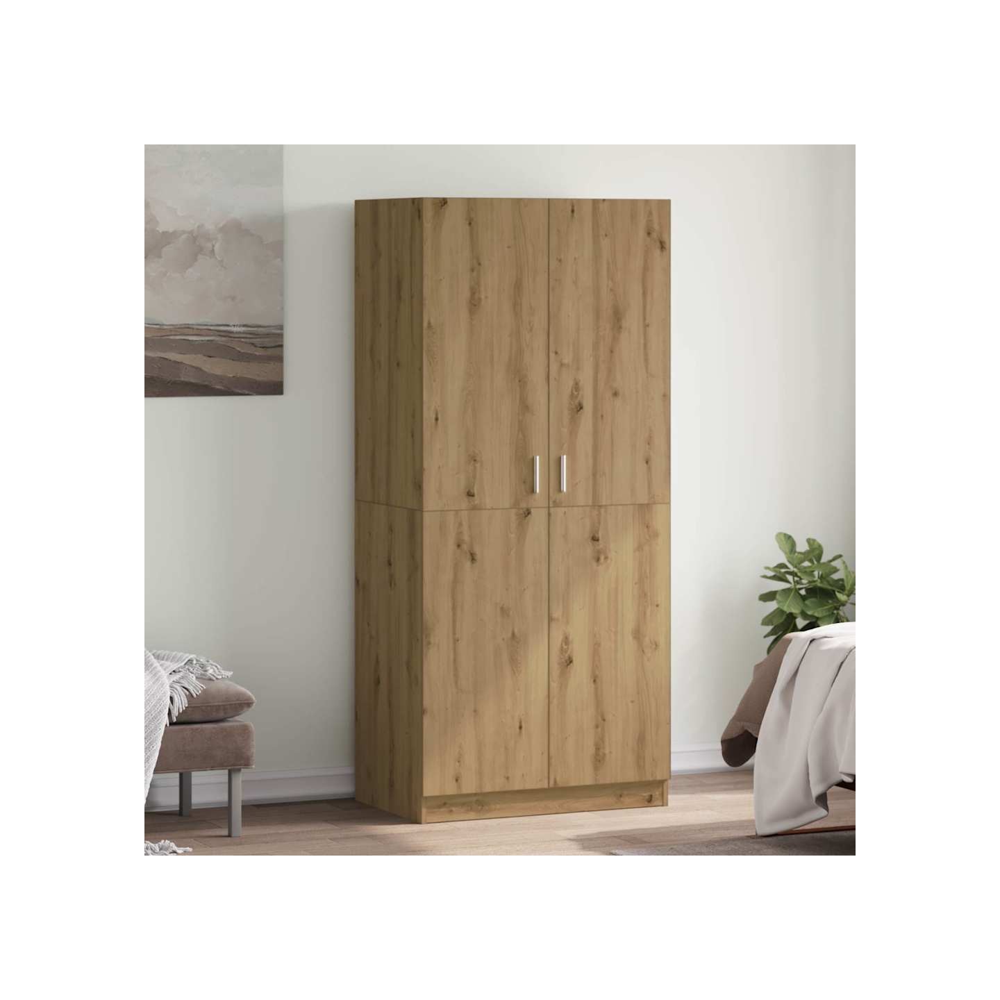 Armoire en chêne artisanal 90 x 52 x 200 cm bois d'ingénierie