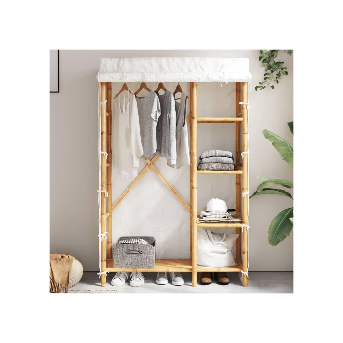 Garde-robe 110x45x170 cm bambou