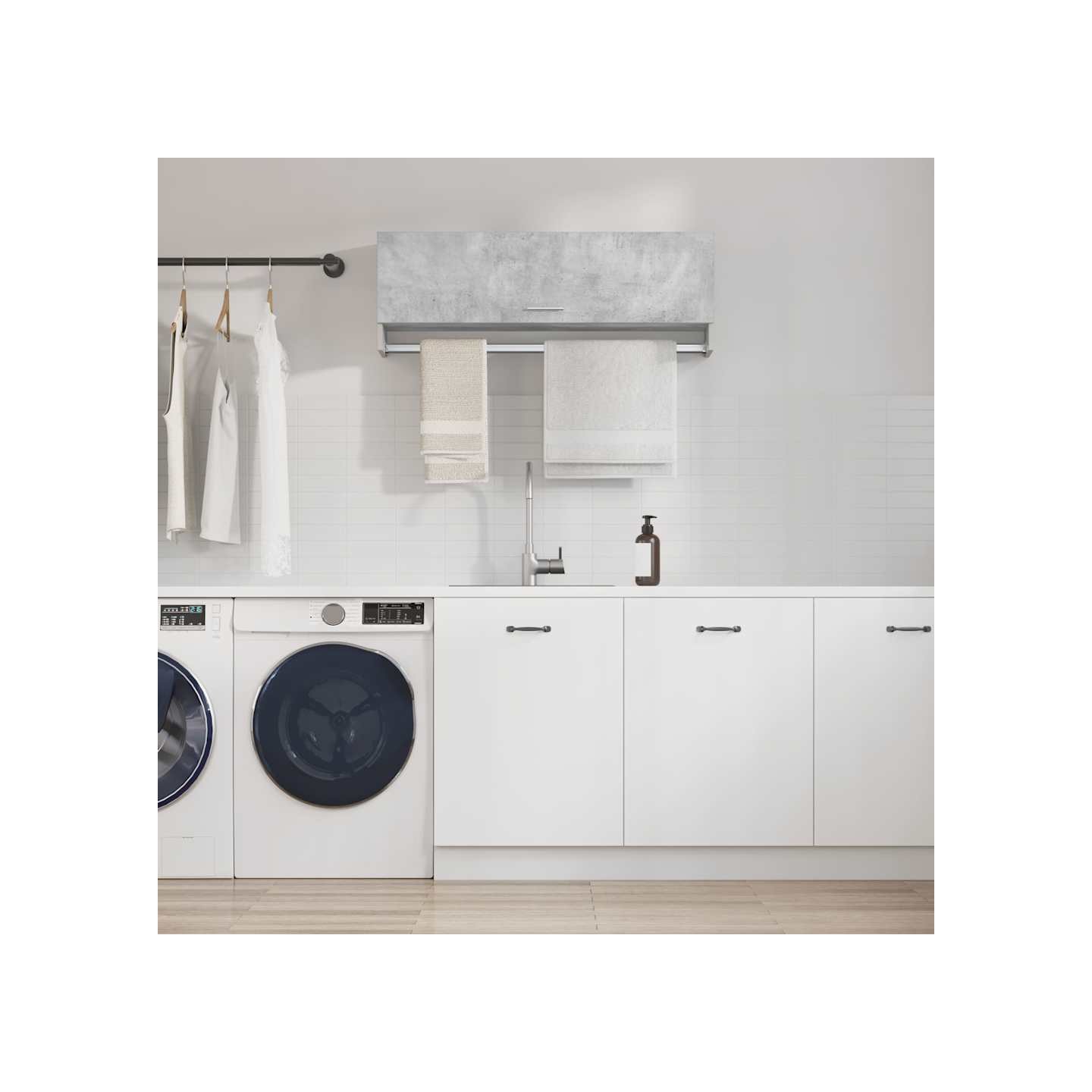 Garde-robe gris béton 100x32,5x35 cm bois d'ingénierie
