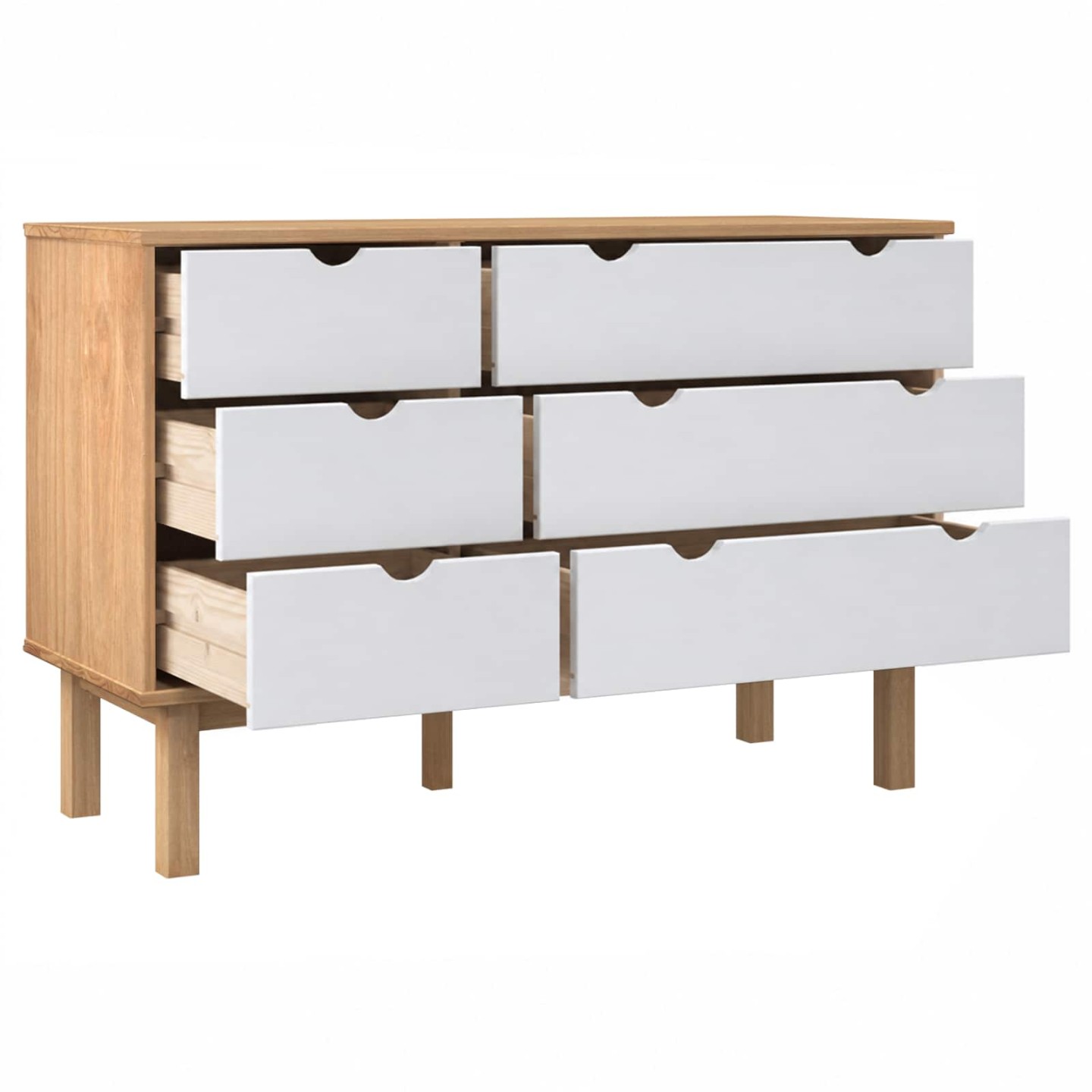 Commode OTTA marron et blanc 111x43x73,5 cm bois de pin massif