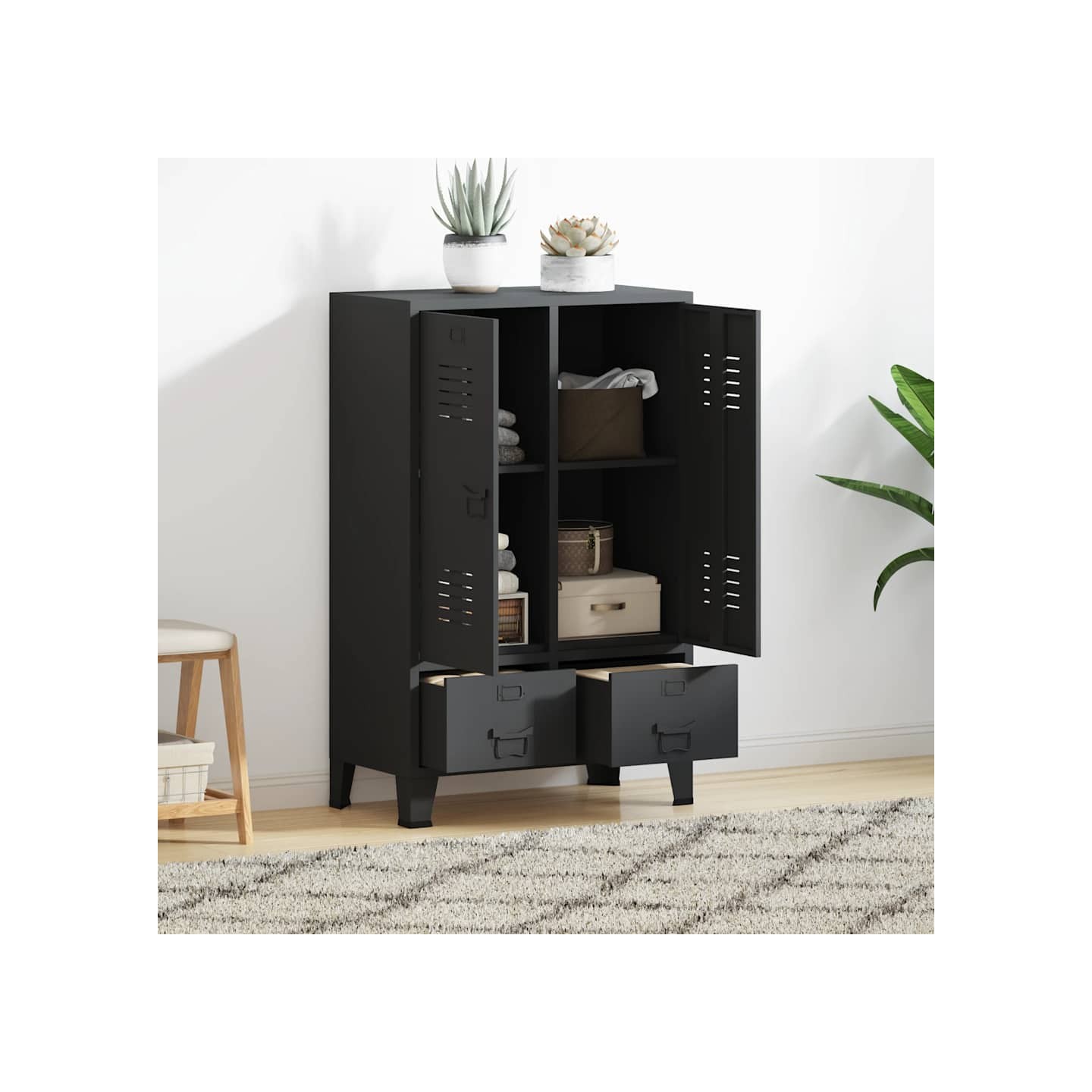 Garde-robe métal de style industriel 67x35x107 cm noir