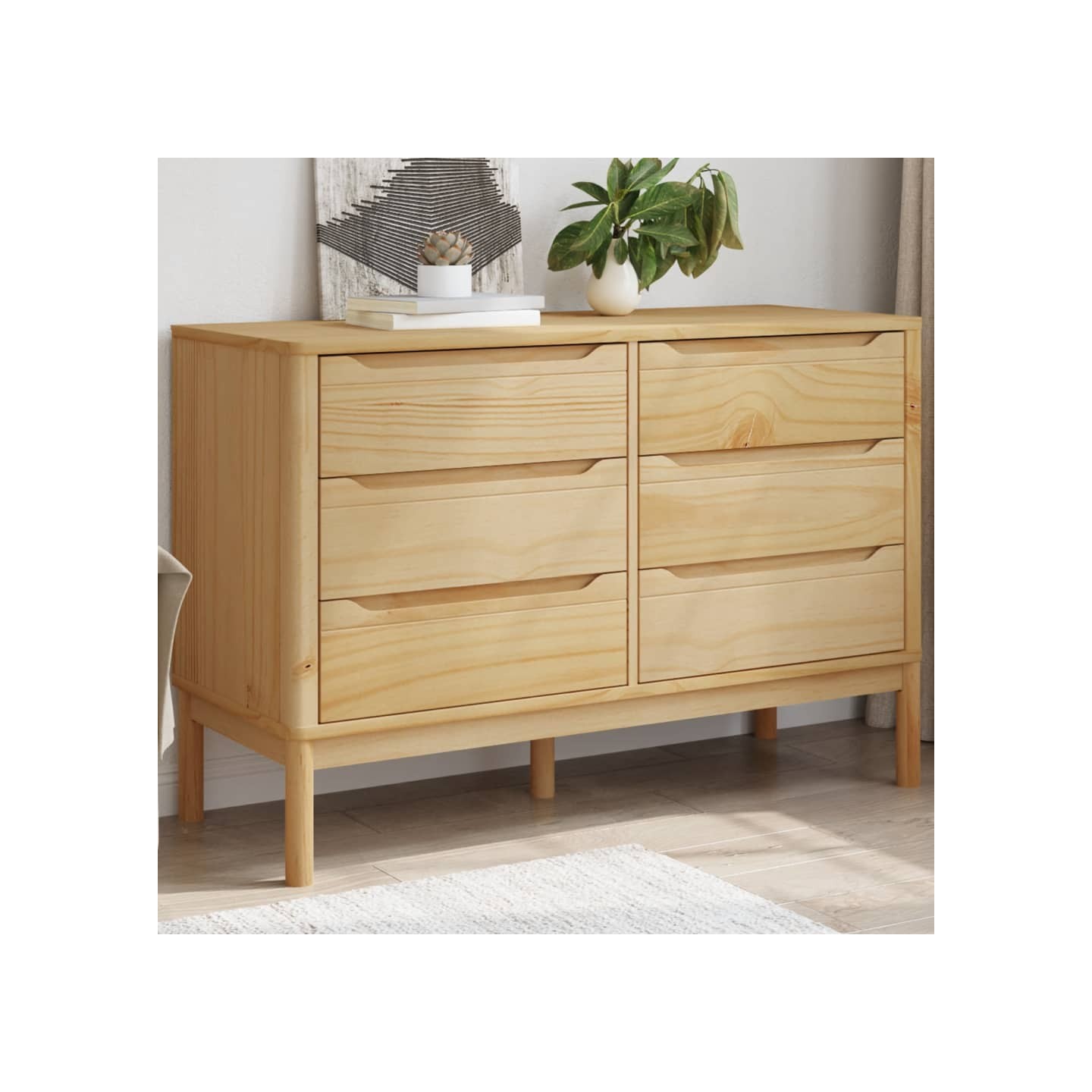 Commode FLORO cire marron bois de pin massif