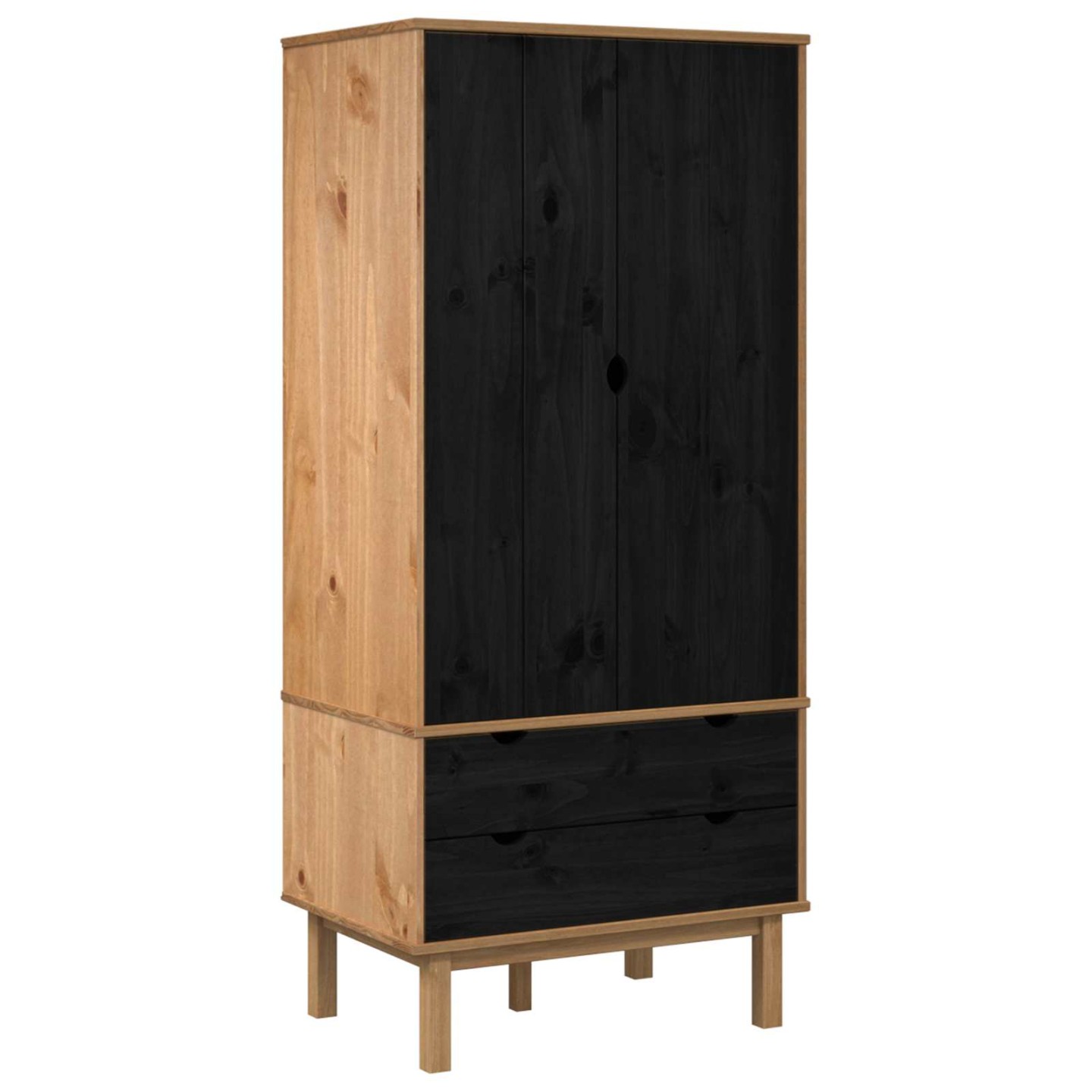 Armoire OTTA Noir 76,5 x 53 x 172 cm Bois de pin massif