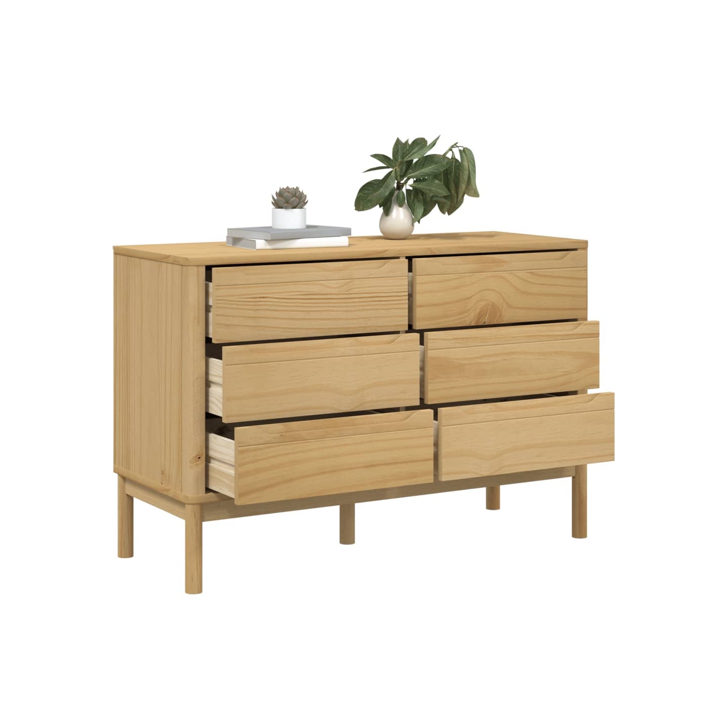 Commode FLORO cire marron bois de pin massif