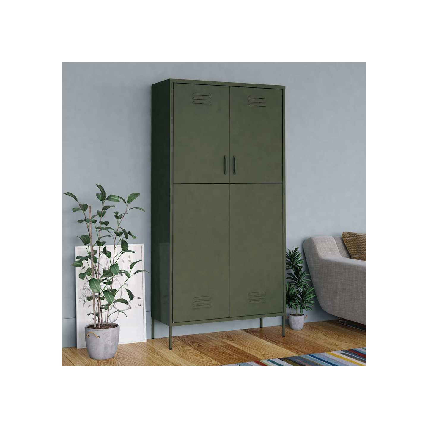 Garde-robe Vert olive 90x50x180 cm Acier