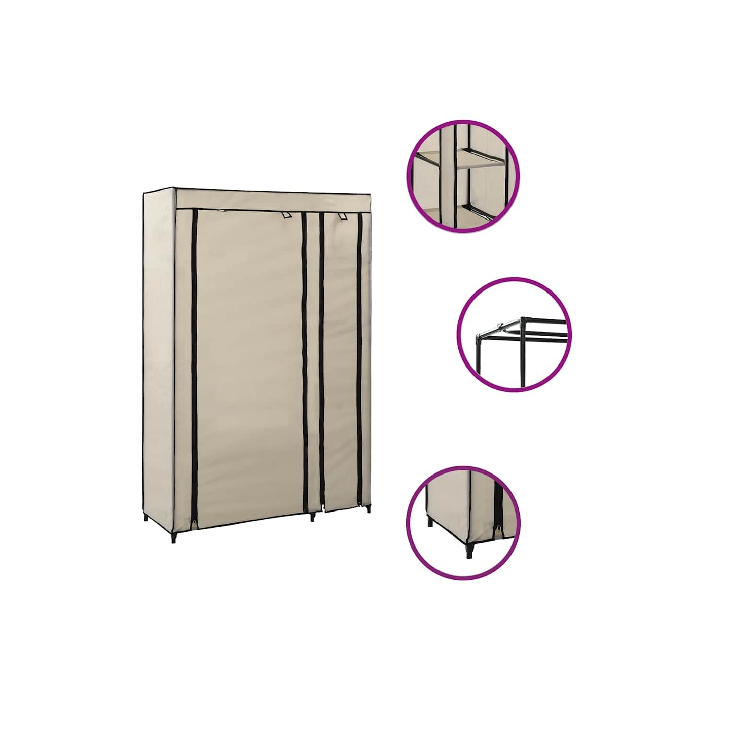 Garde-robe pliable Crème 110x45x175 cm Tissu