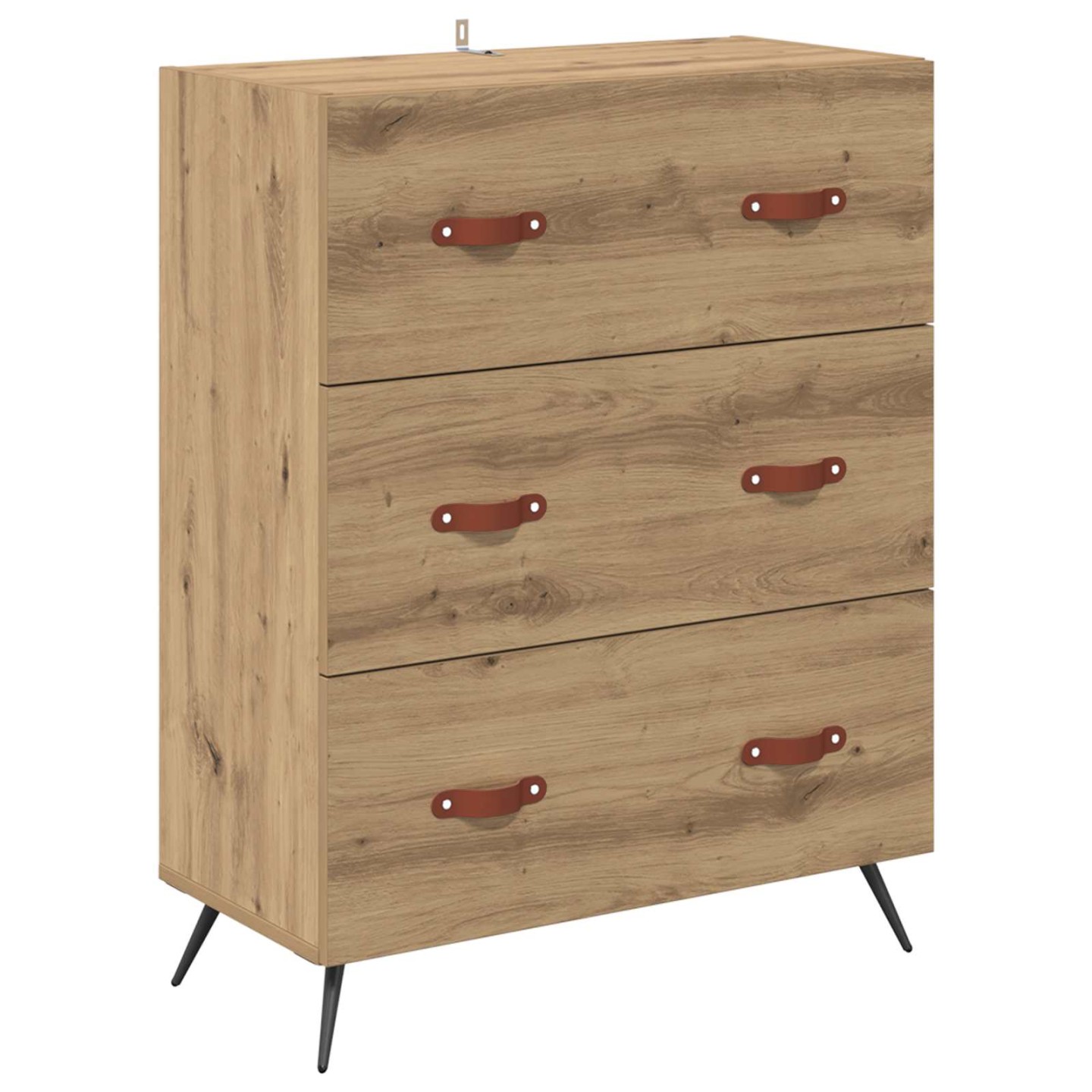 Commode 3-Tiroir Chêne Artisanal 69,5 x 34 x 90 cm