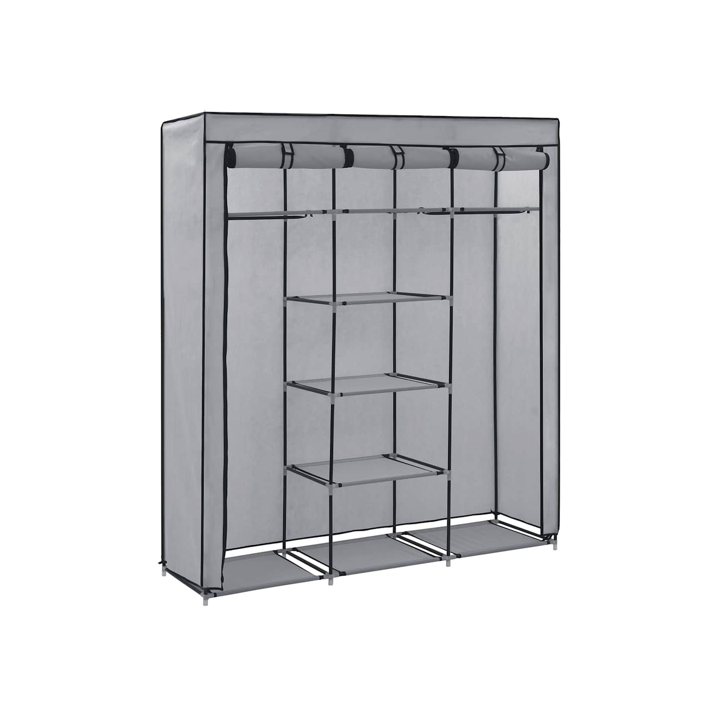 Armoire avec compartiments et barres Gris 150x45x175 cm Tissu