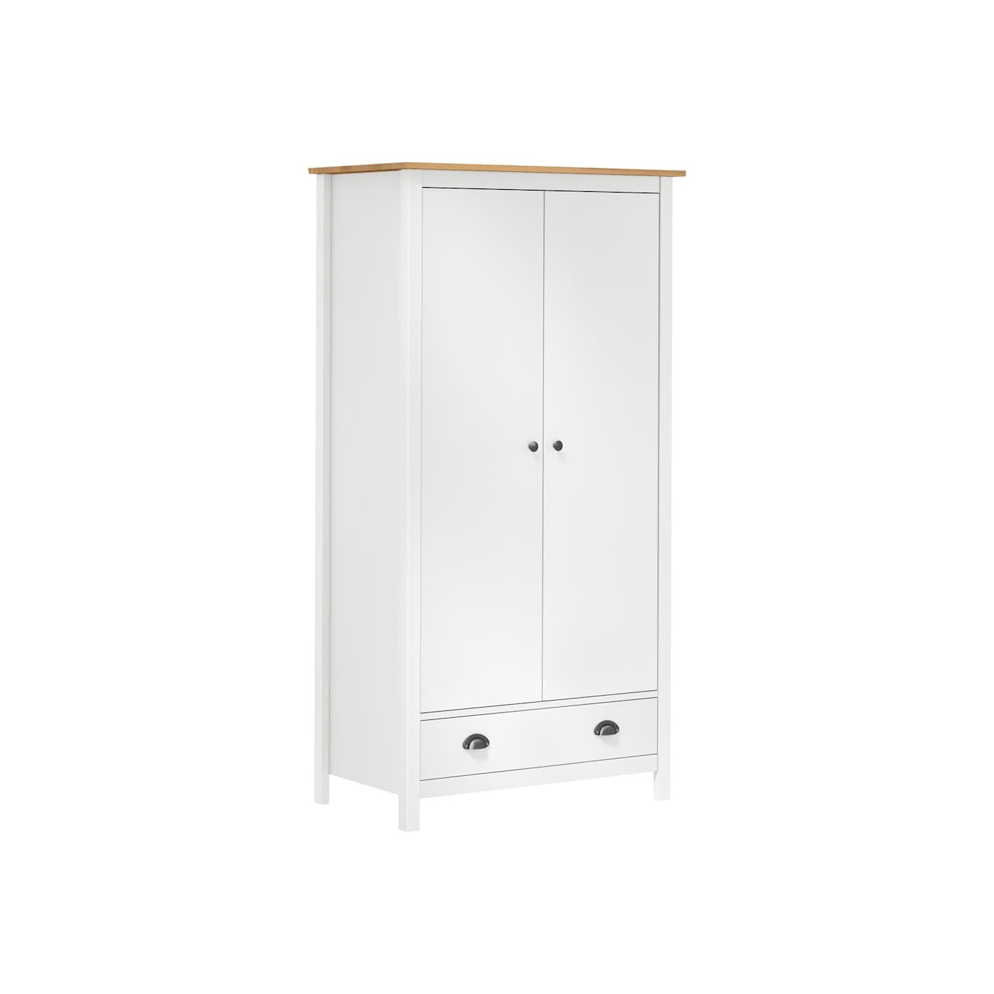 Garde-robe à 2 portes Hill Blanc 89x50x170cm Bois de pin solide